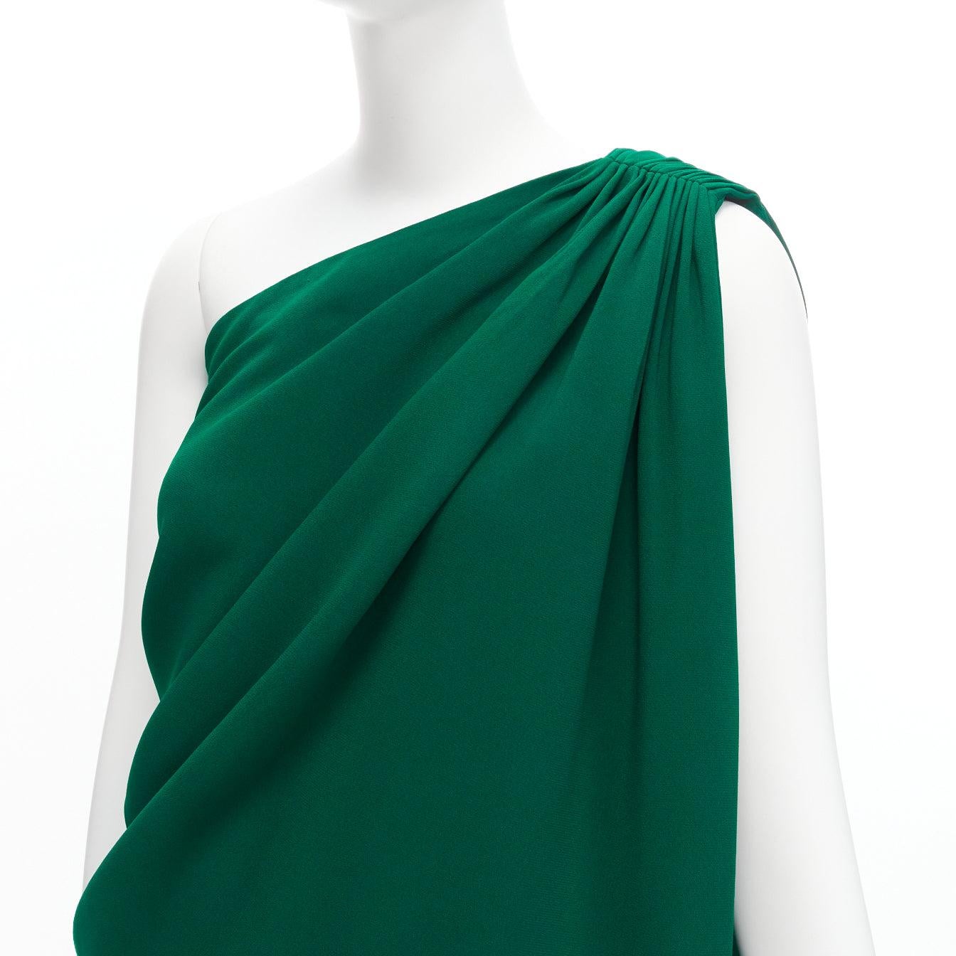 LANVIN 2014 green crepe asymmetric drape one shoulder cocktail dress FR36 S 3