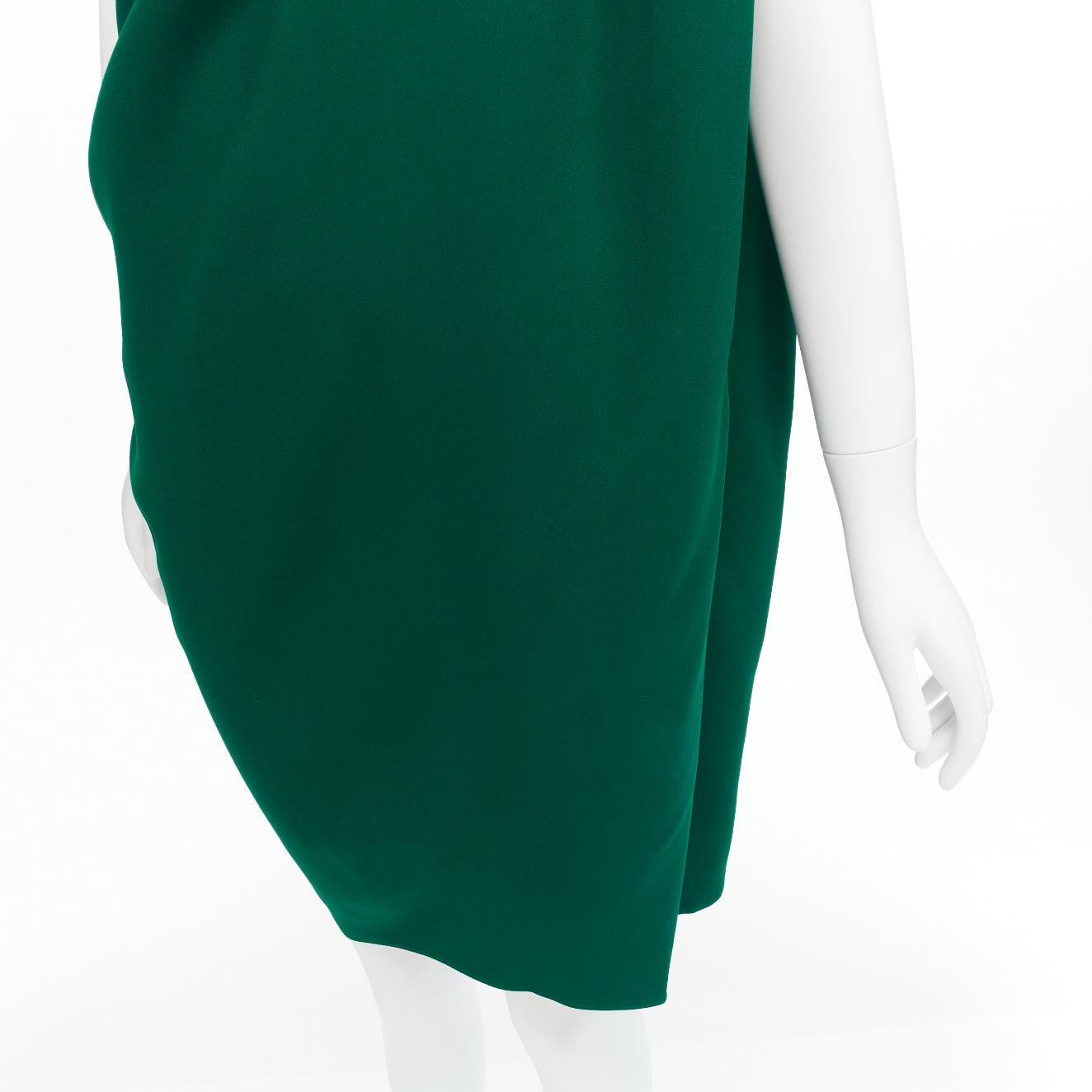 LANVIN 2014 green crepe asymmetric drape one shoulder cocktail dress FR36 S 4