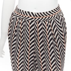 LANVIN 2015 100% silk black beige chevron print high waist harem pants FR34 XS