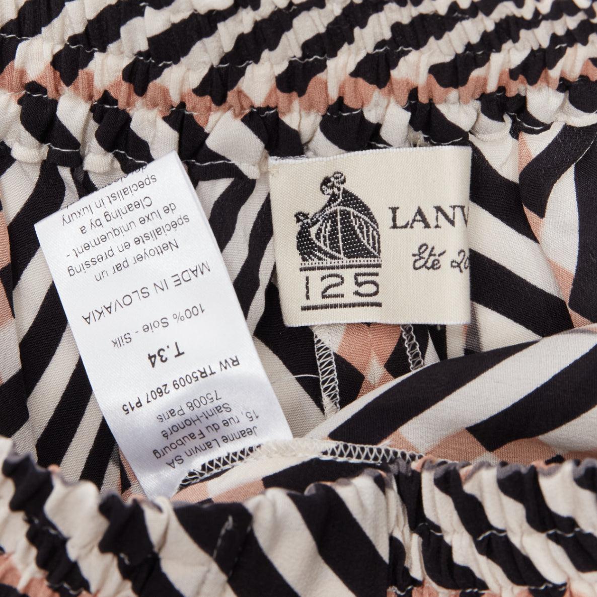 LANVIN 2015 100% silk black beige chevron print high waist harem pants FR34 XS 3