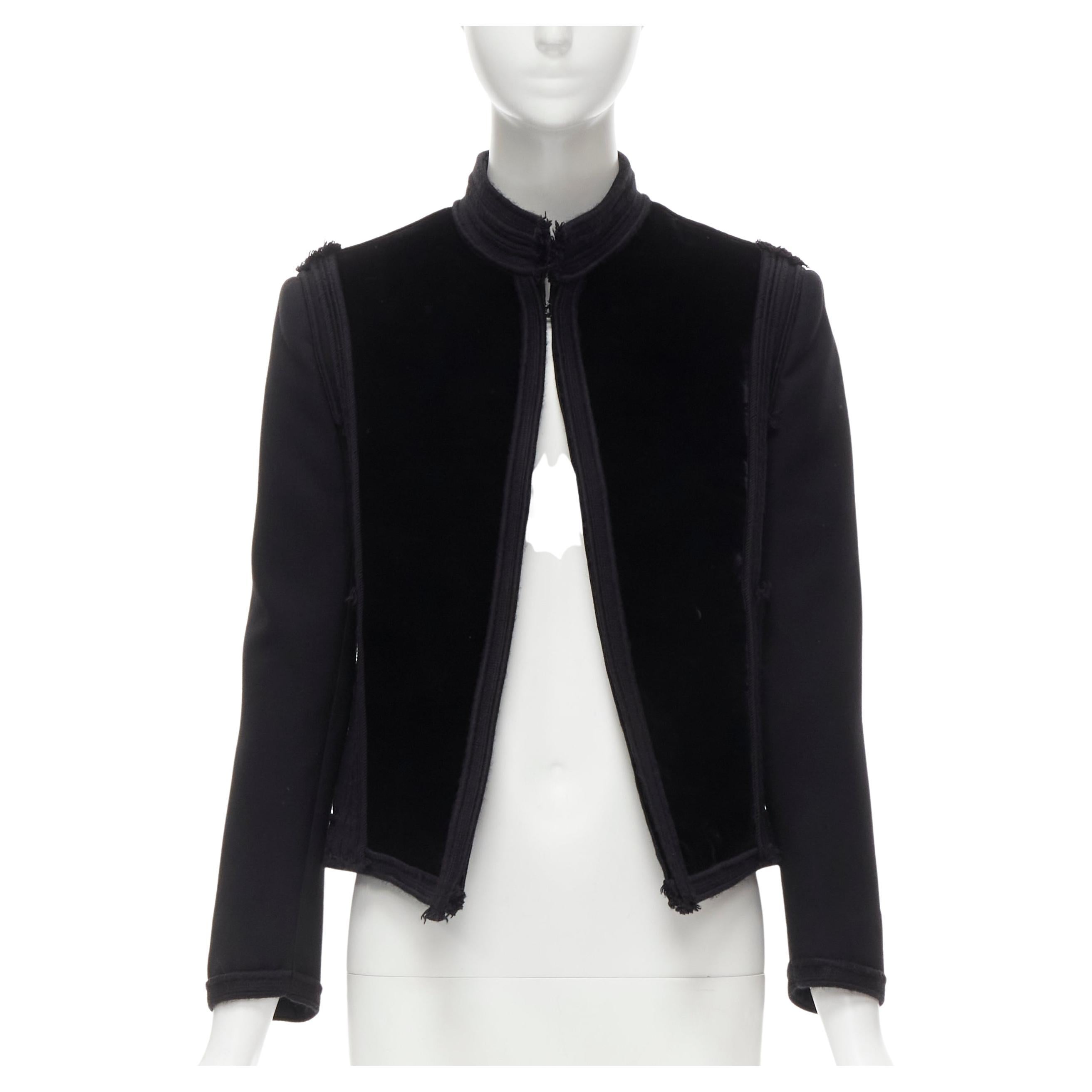 LANVIN 2015 Alber Elbaz black raw braid trim velvet panel military dinner jacket