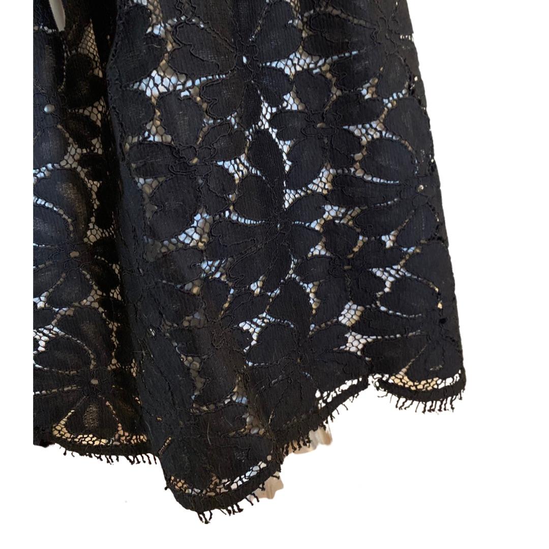 Lanvin Paris 2015 Collection Black Lace Lined Skirt by Alber Elbaz. NWT Size 6 In Excellent Condition For Sale In Palm Springs, CA