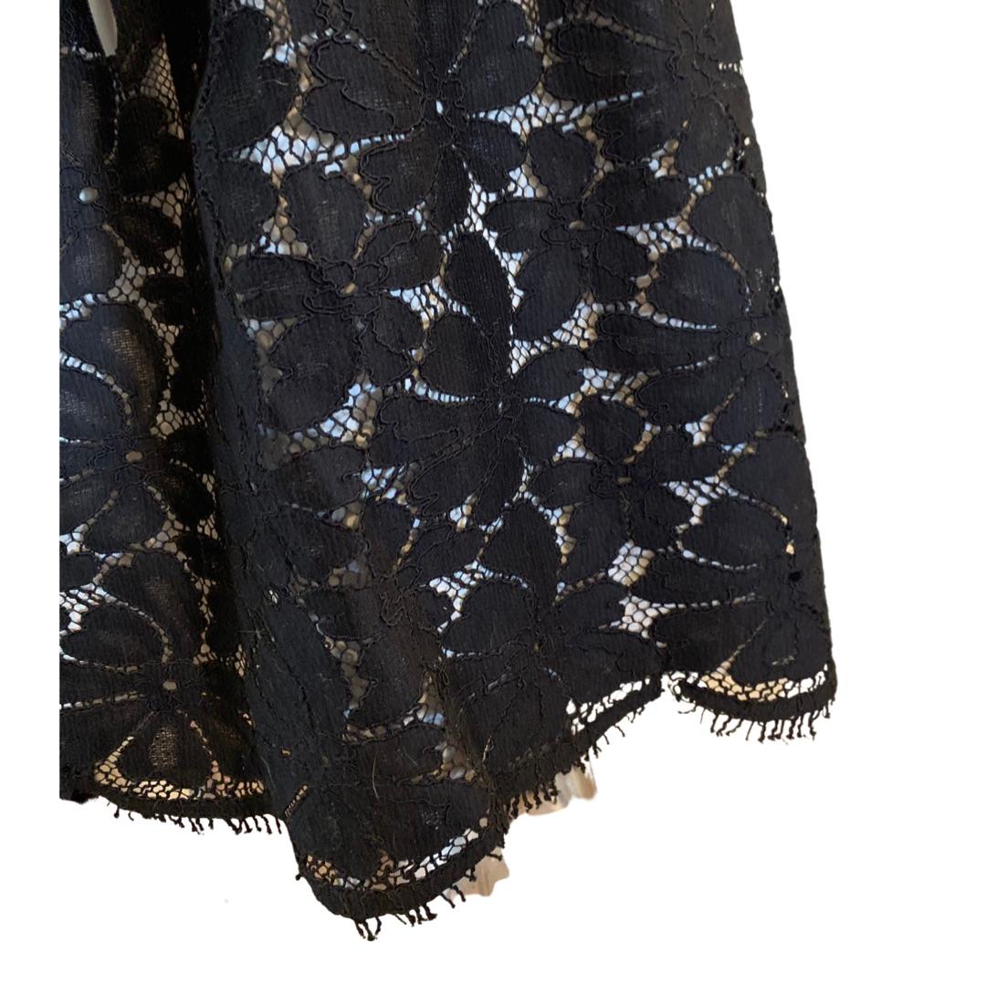 Lanvin Paris 2015 Collection Black Lace Lined Skirt by Alber Elbaz. NWT Size 6 In Excellent Condition In Palm Springs, CA