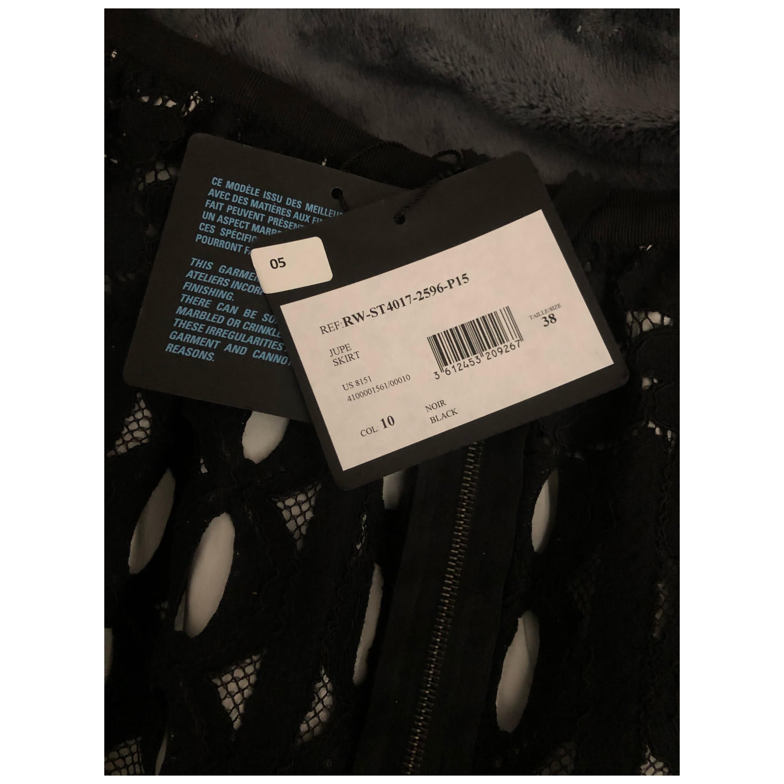 Lanvin Paris 2015 Collection Black Lace Lined Skirt by Alber Elbaz. NWT Size 6 3