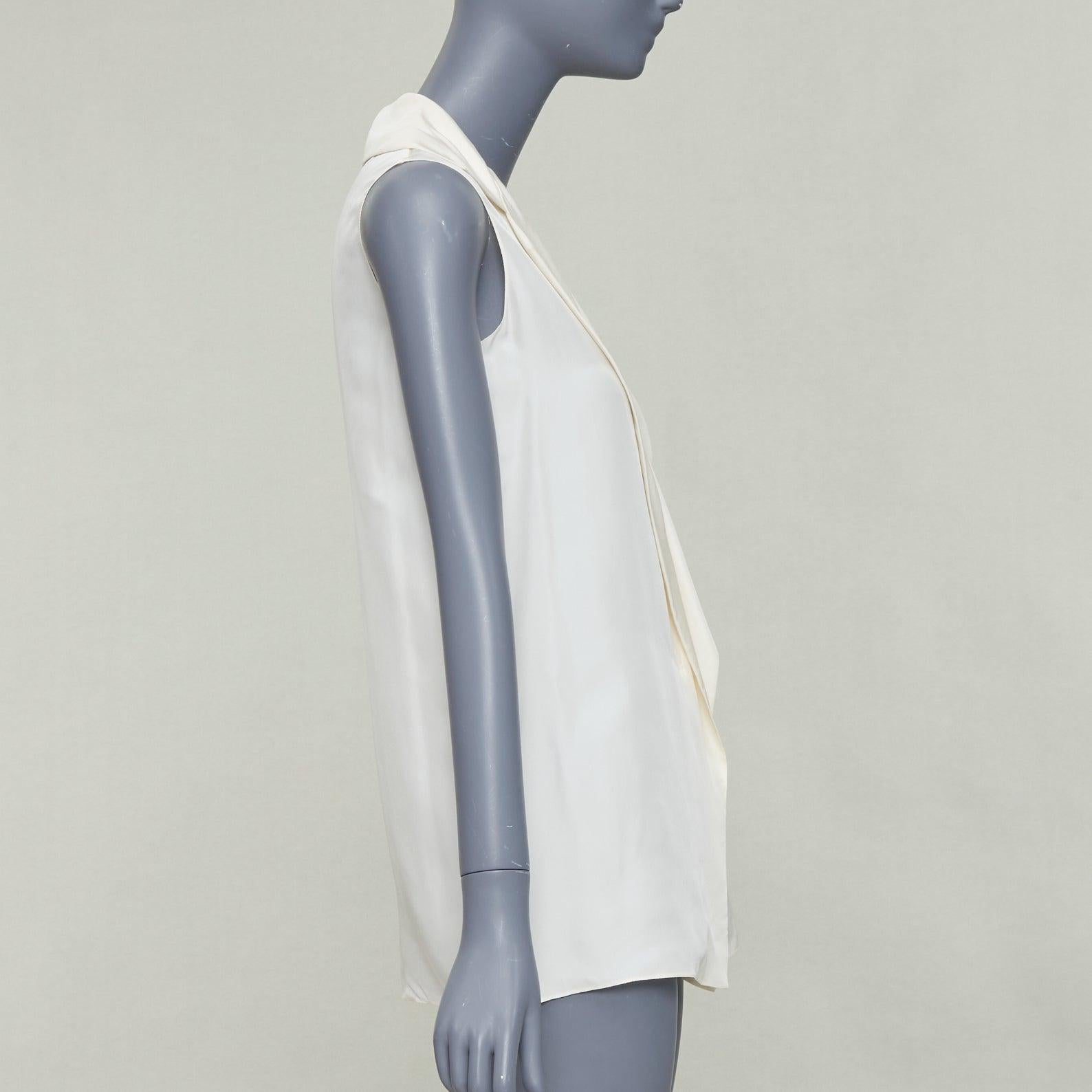 LANVIN 2015 cremefarbene Seide mit breitem Revers und tiefem Ausschnitt ärmelloses Blusentop FR34 XS im Zustand „Hervorragend“ im Angebot in Hong Kong, NT