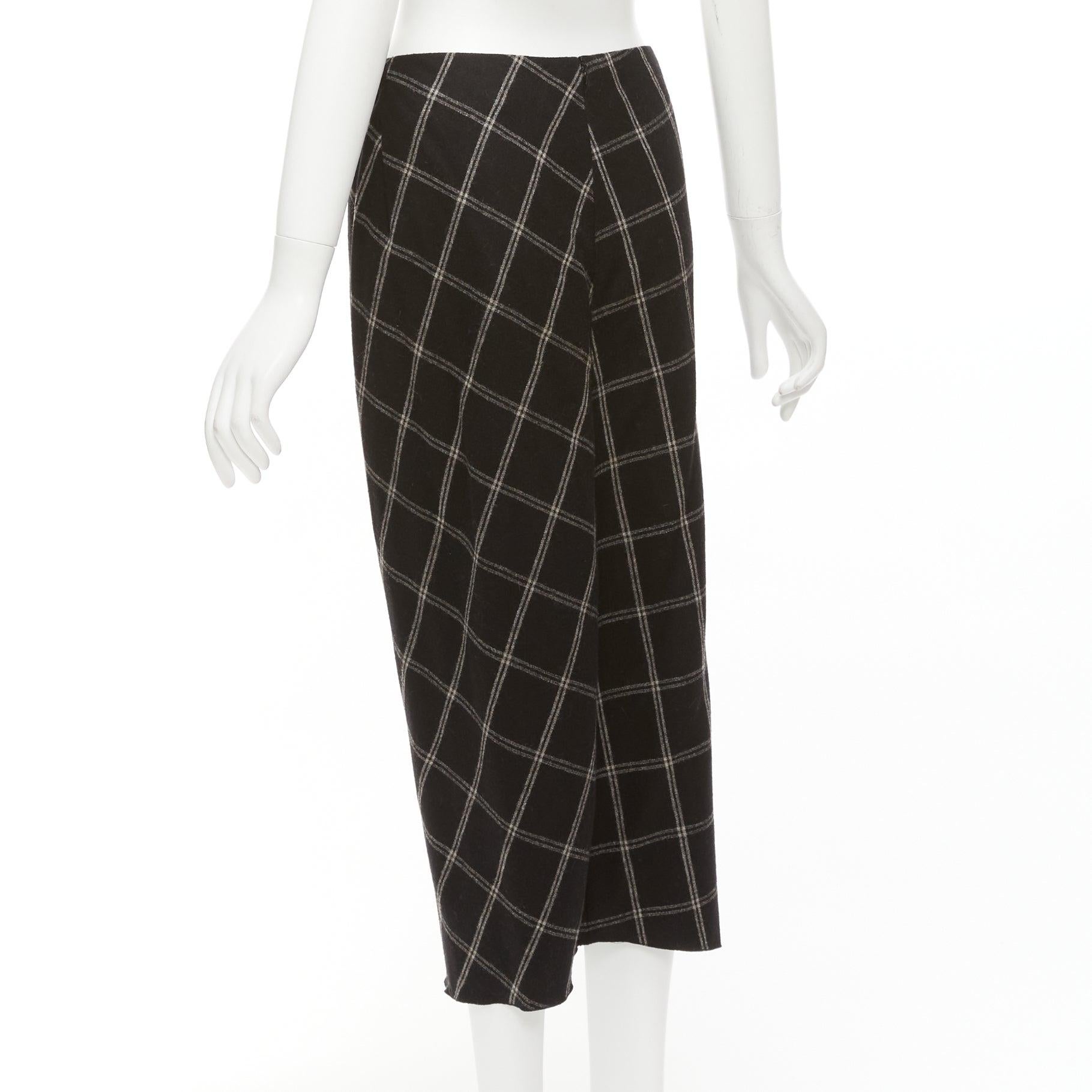 LANVIN 2015 grey black checked wool blend drape knot midi skirt FR38 M For Sale 2