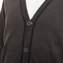 LANVIN 2015 grosgrain trim vneck cotton merino wool button knit cardigan sweater