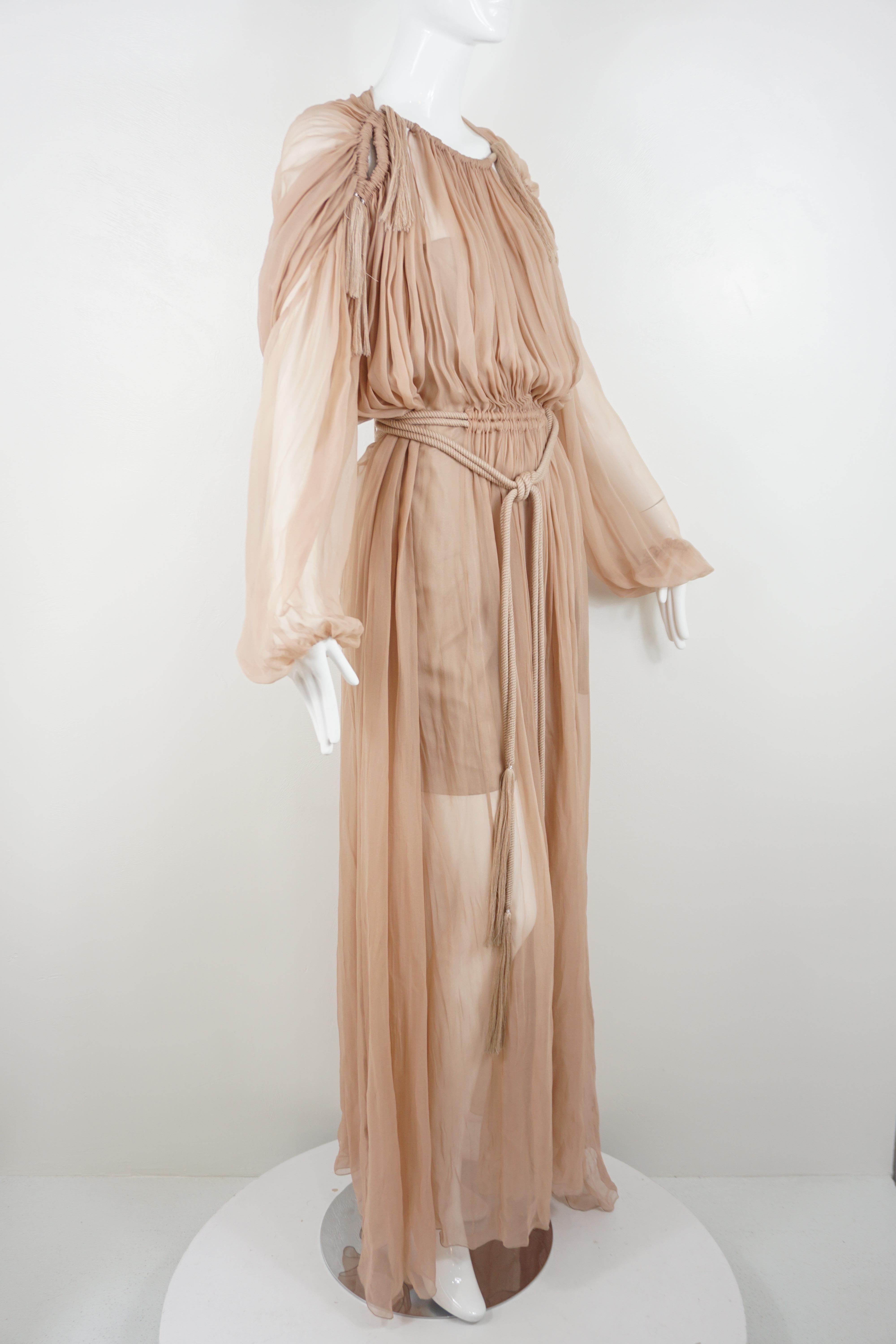 Lanvin 2015 Hiver Runway Nudefarbenes griechisches Chiffon-Kleid 6