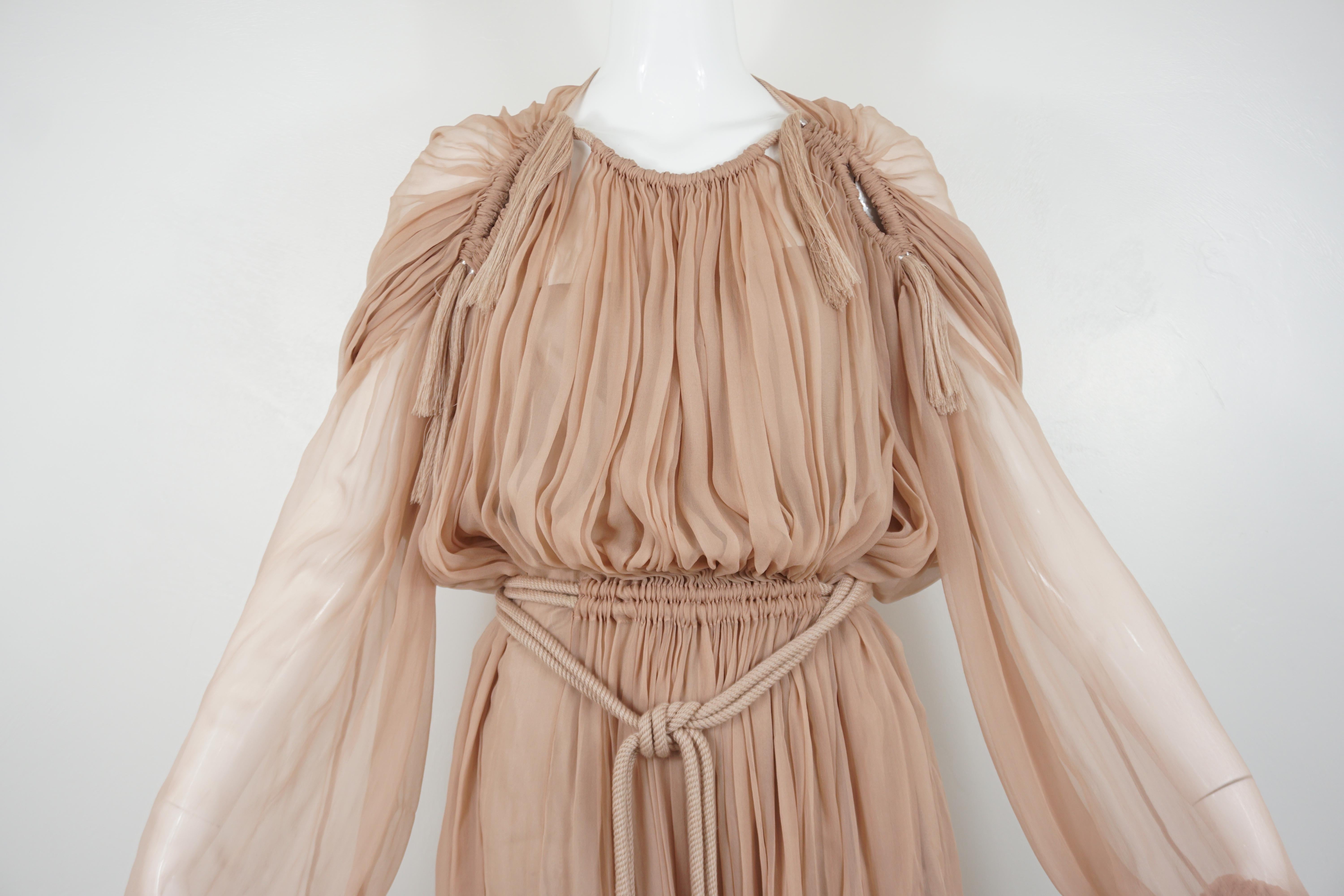 Lanvin 2015 Hiver Runway Nudefarbenes griechisches Chiffon-Kleid 7