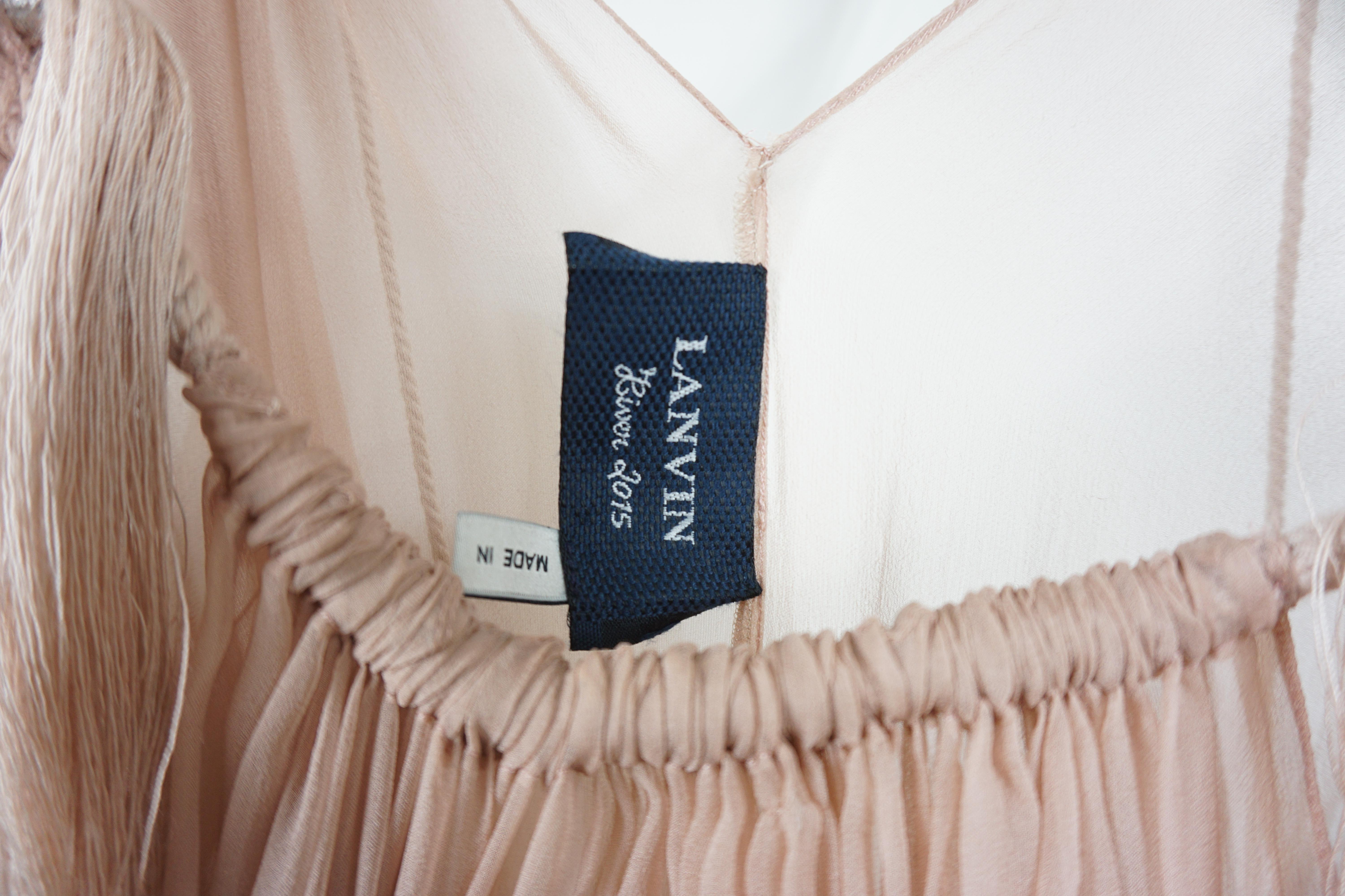 Lanvin 2015 Hiver Runway Nudefarbenes griechisches Chiffon-Kleid 9