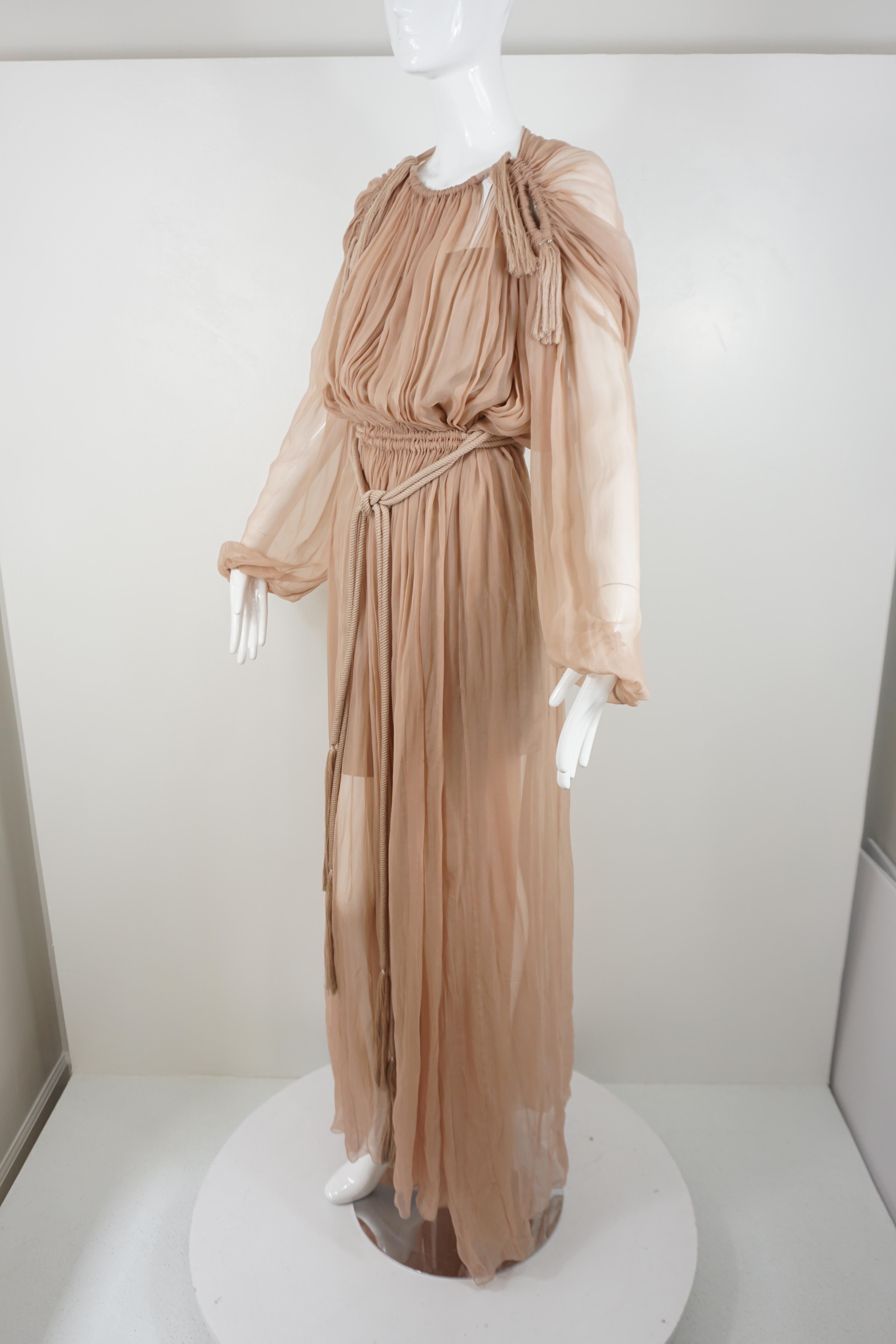 Lanvin 2015 Hiver Runway Nudefarbenes griechisches Chiffon-Kleid (Beige)