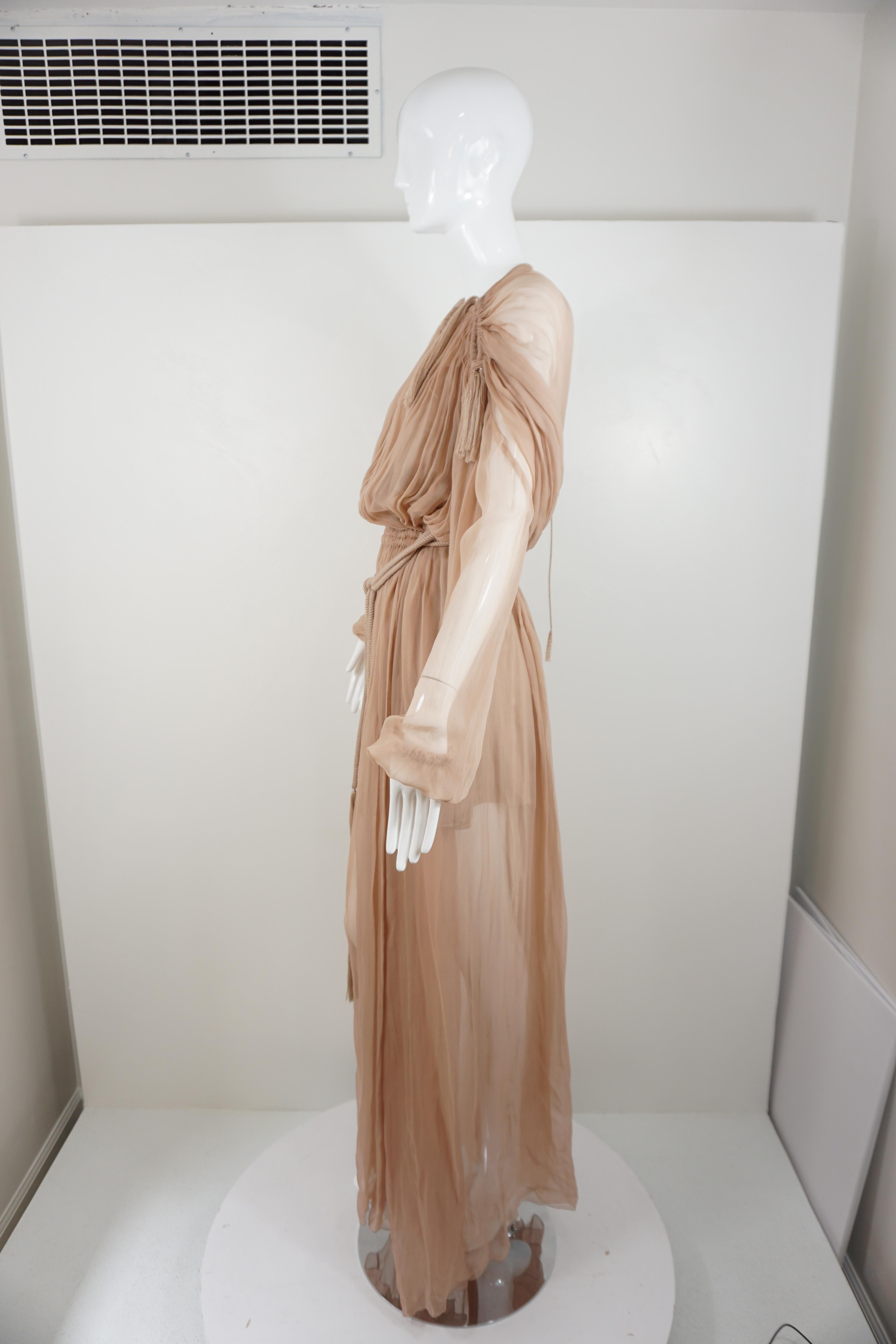 Lanvin 2015 Hiver Runway Nudefarbenes griechisches Chiffon-Kleid Damen