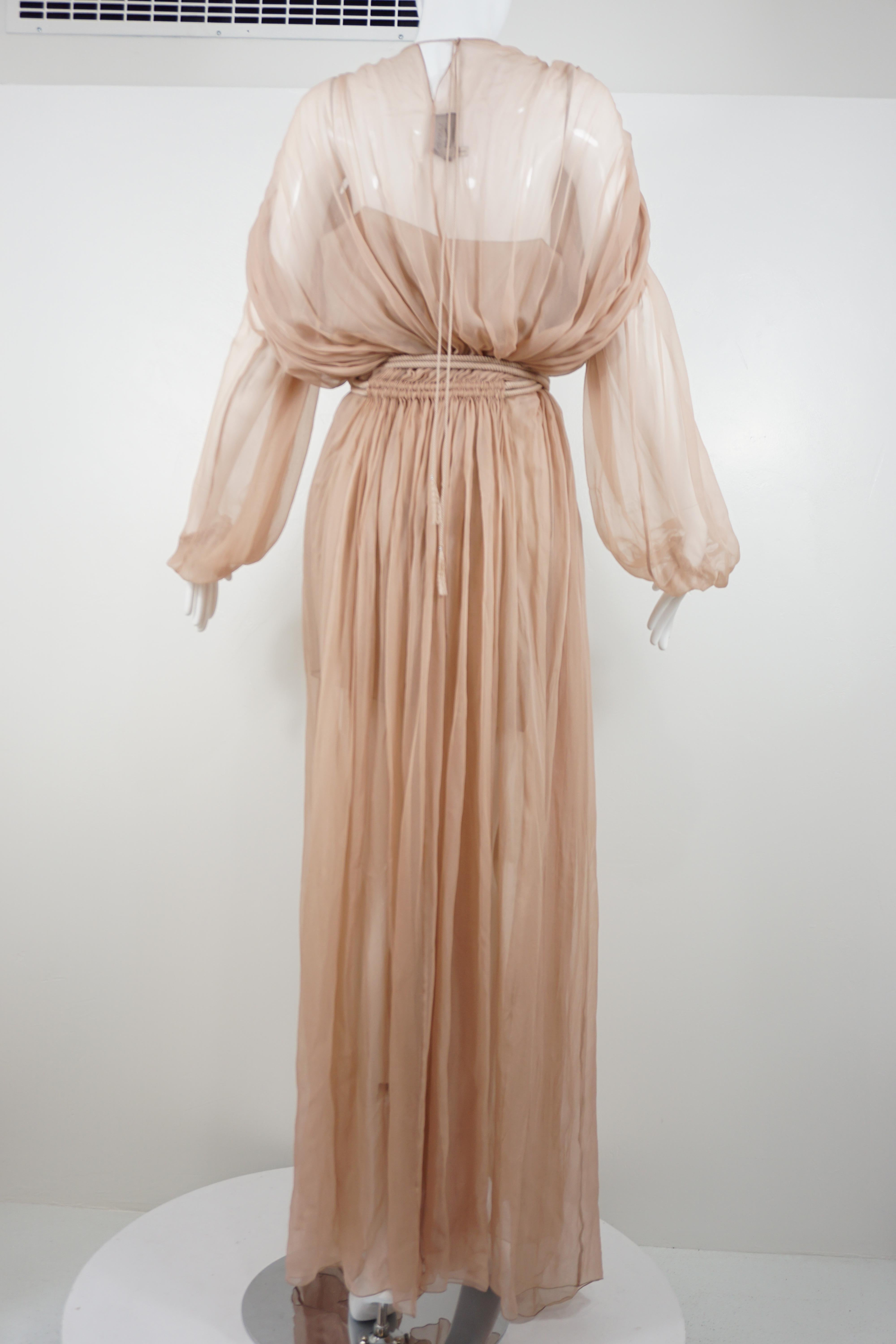Lanvin 2015 Hiver Runway Nudefarbenes griechisches Chiffon-Kleid 2