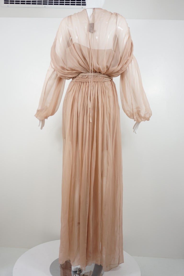 Lanvin 2015 Hiver Runway Nude Chiffon Grecian Gown For Sale at 1stDibs