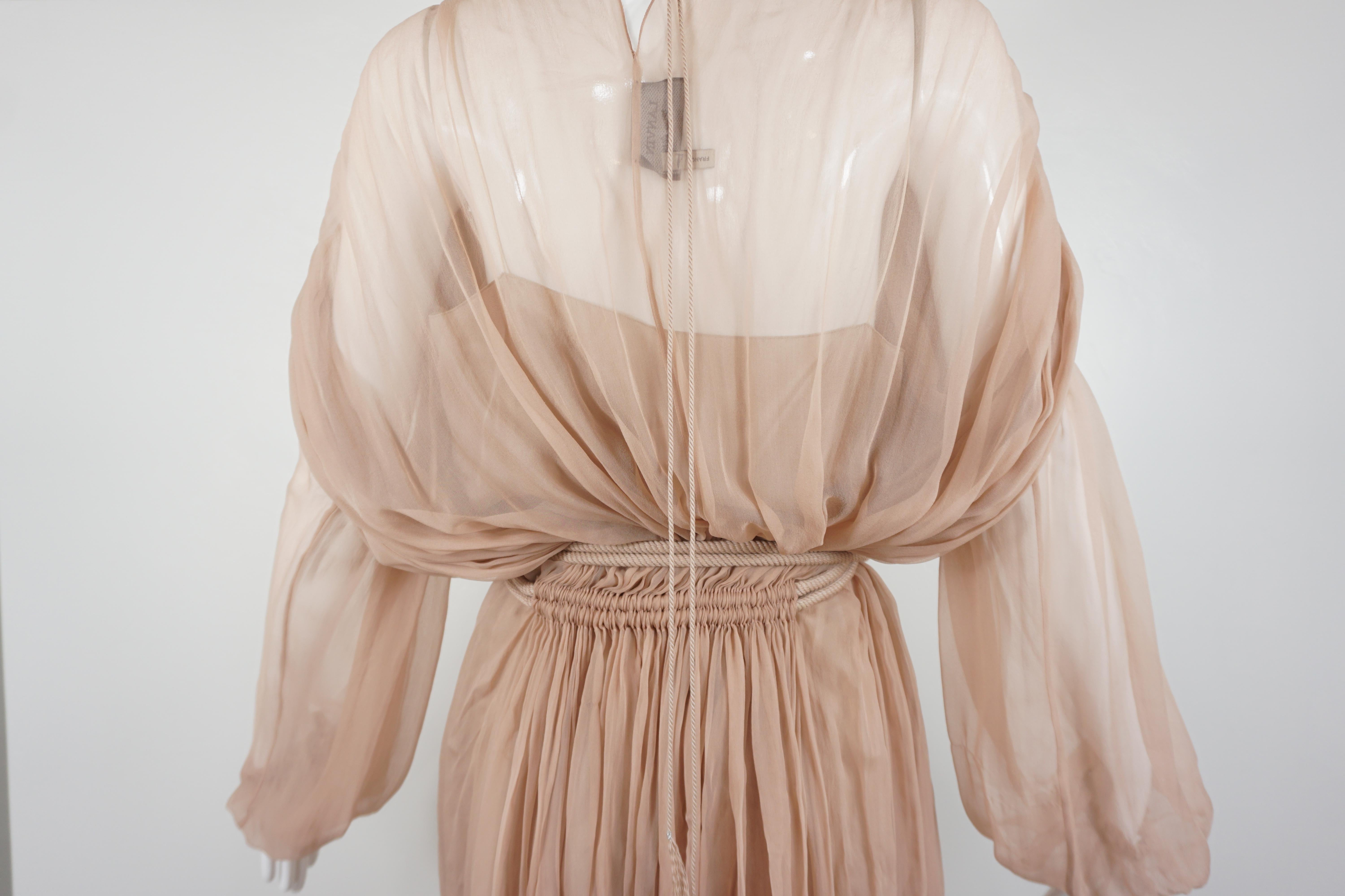 Lanvin 2015 Hiver Runway Nudefarbenes griechisches Chiffon-Kleid 3