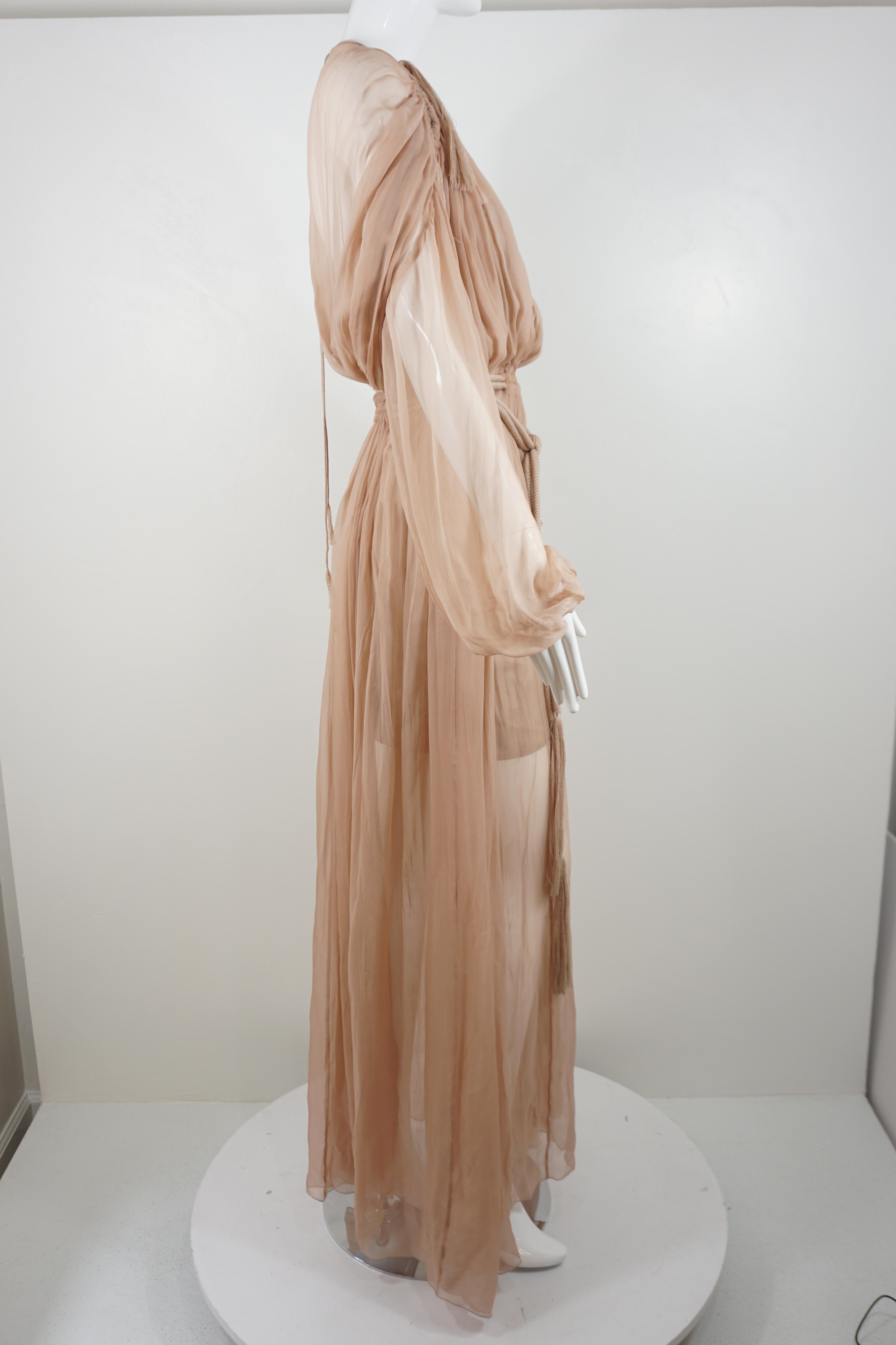 Lanvin 2015 Hiver Runway Nudefarbenes griechisches Chiffon-Kleid 4