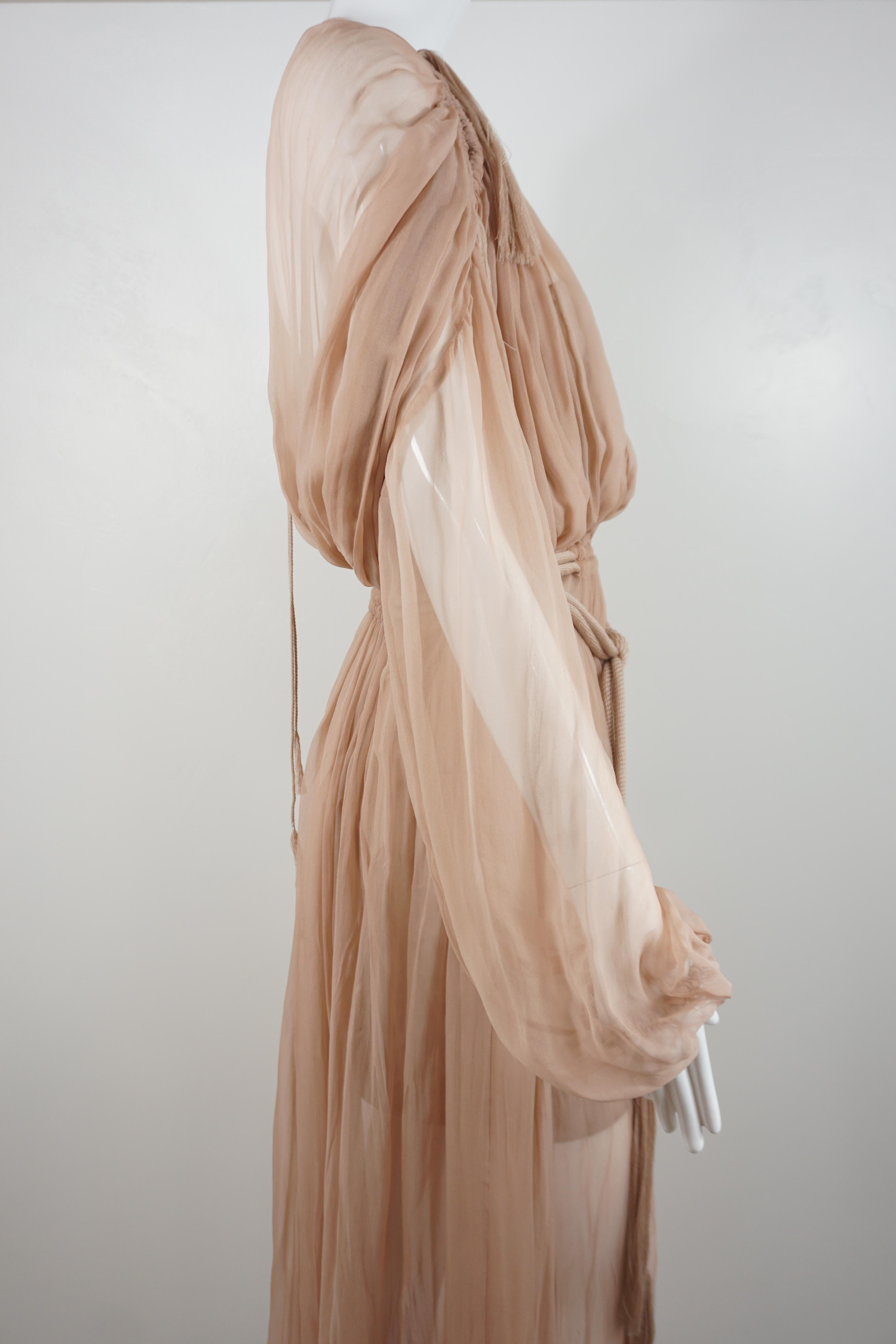 Lanvin 2015 Hiver Runway Nudefarbenes griechisches Chiffon-Kleid 5