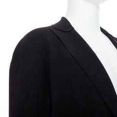 LANVIN 2016 black wool blend reverse dart knitted fitted blazer FR44 XS