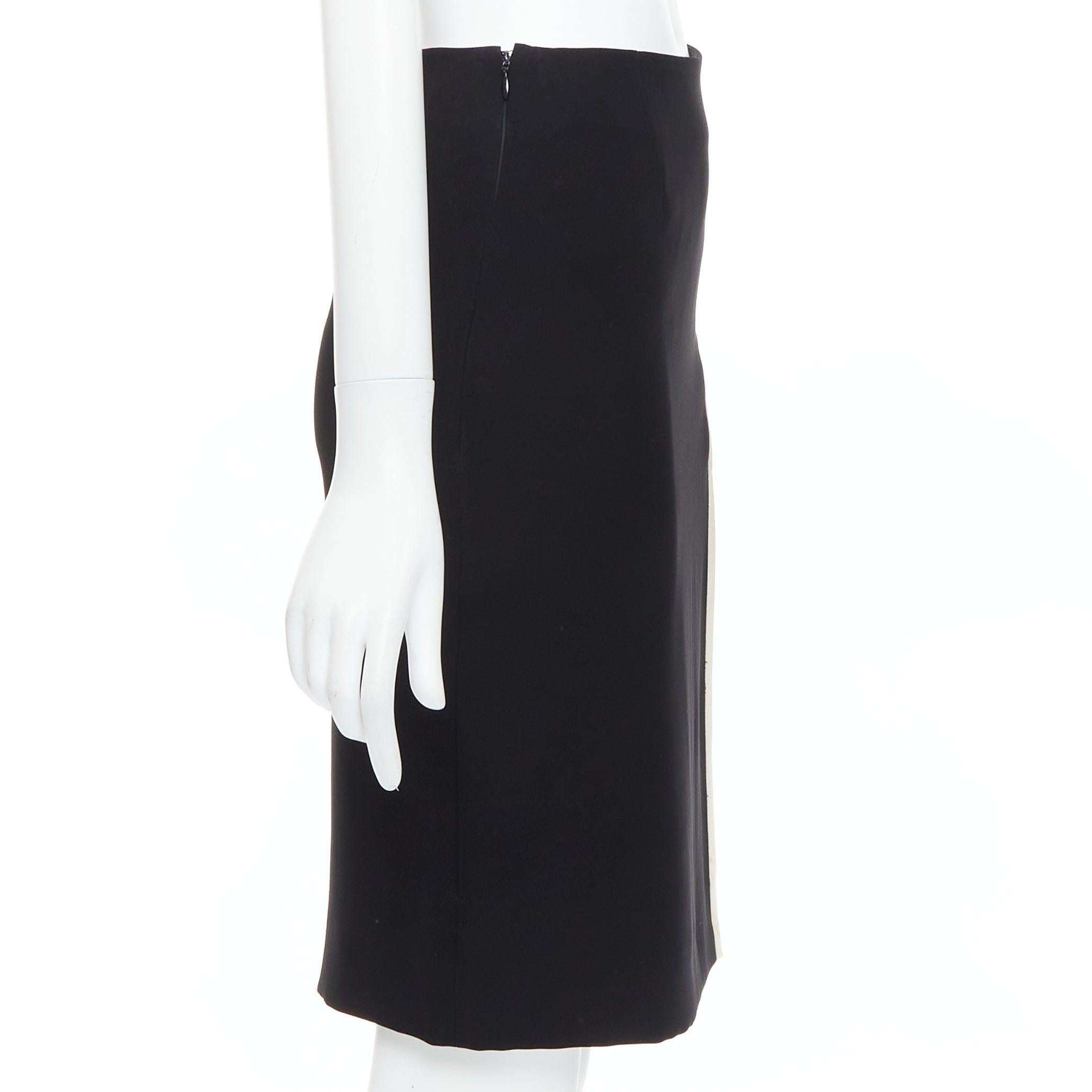 LANVIN 2017 Cady jupe crayon noire crème bordée à l'avant fendue à la taille haute FR34 XS Bon état - En vente à Hong Kong, NT