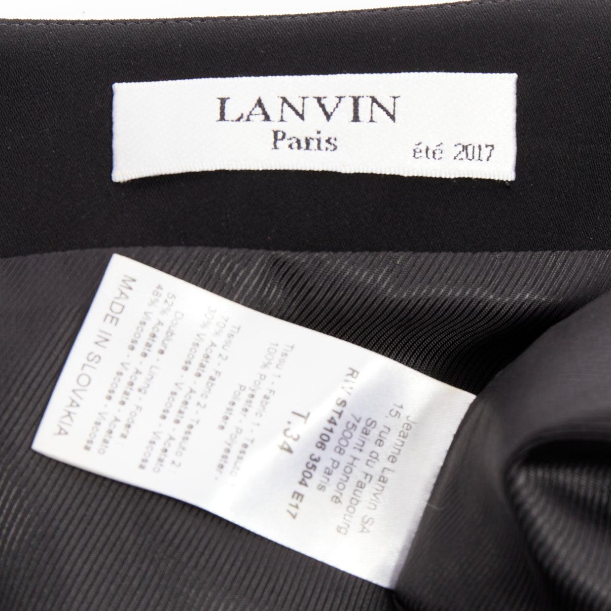 LANVIN 2017 Cady jupe crayon noire crème bordée à l'avant fendue à la taille haute FR34 XS en vente 3