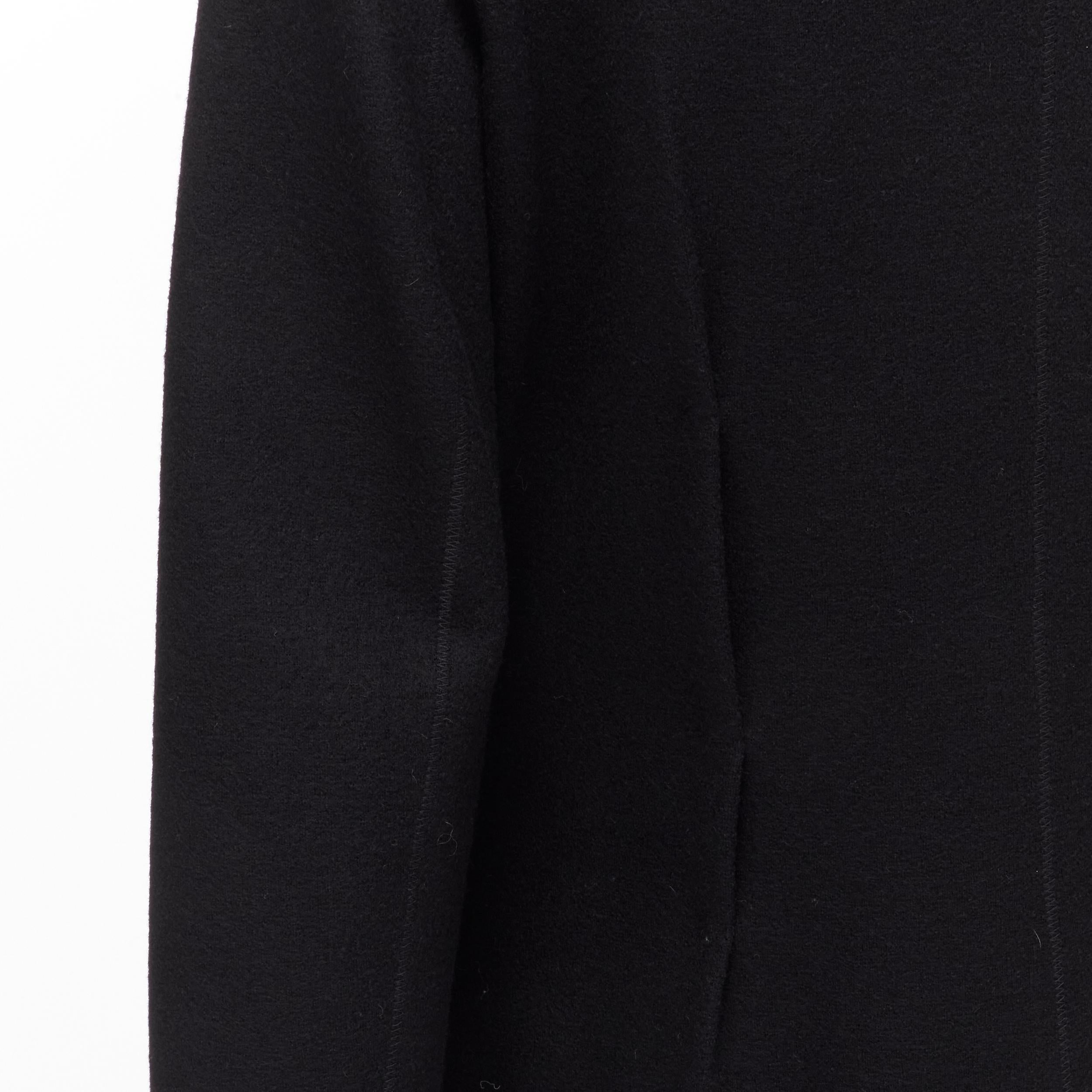 LANVIN Alber Elbaz 2004 black wool pinched darts button front fitted coat FR38 S For Sale 5