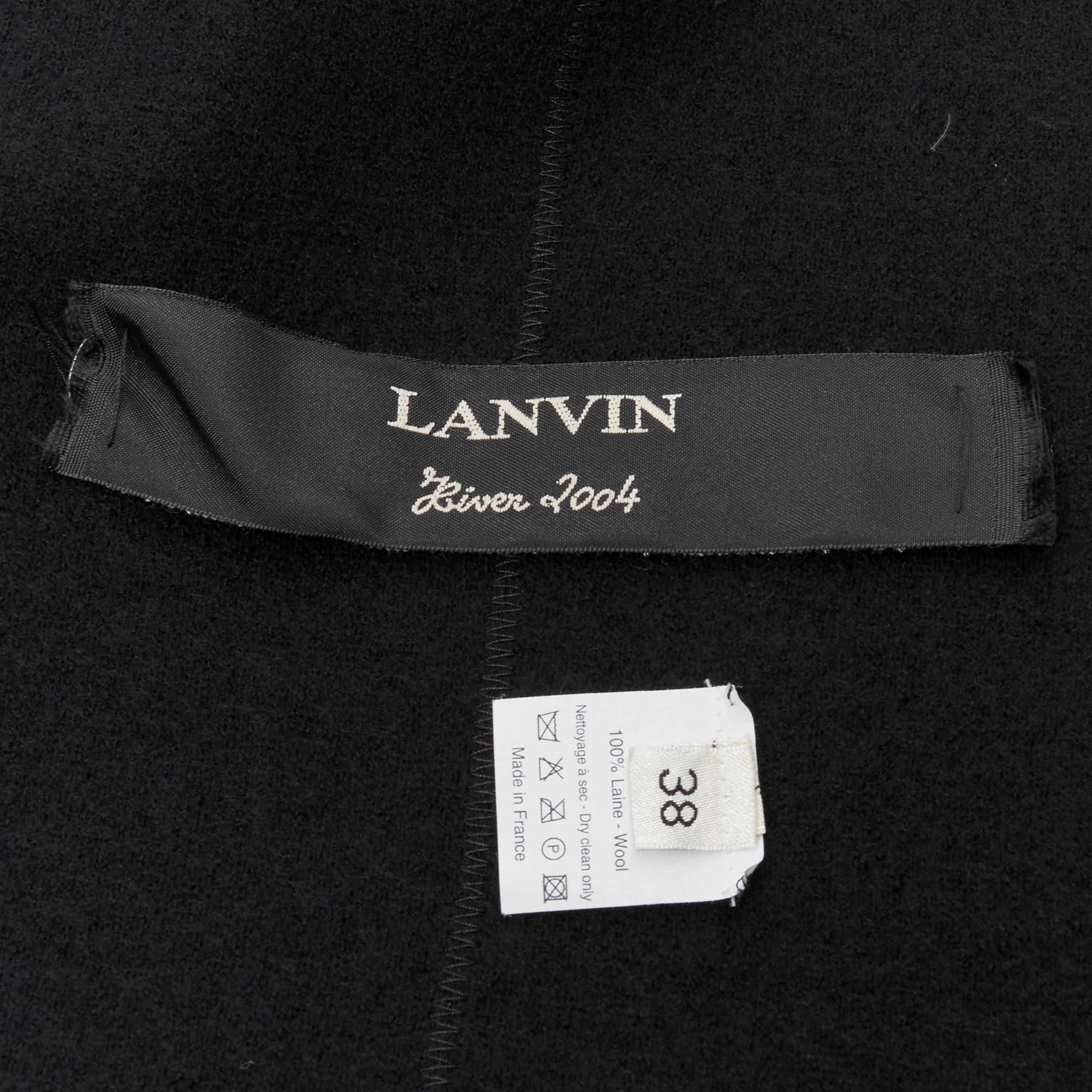LANVIN Alber Elbaz 2004 black wool pinched darts button front fitted coat FR38 S For Sale 6