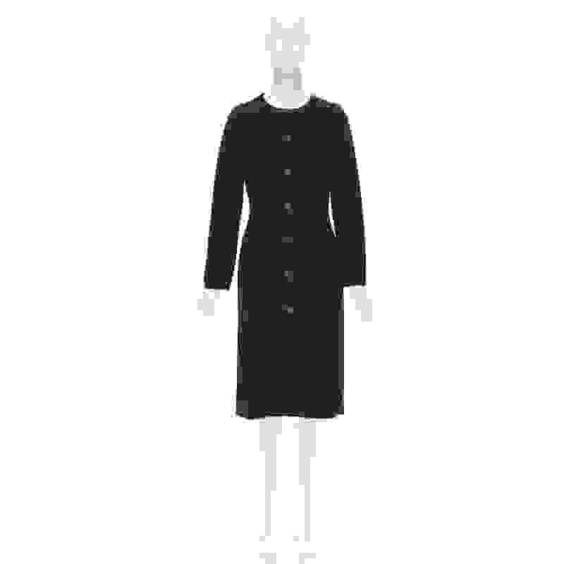 LANVIN Alber Elbaz 2004 cappotto aderente in lana nera con pinces e bottoni FR38 S in vendita 7