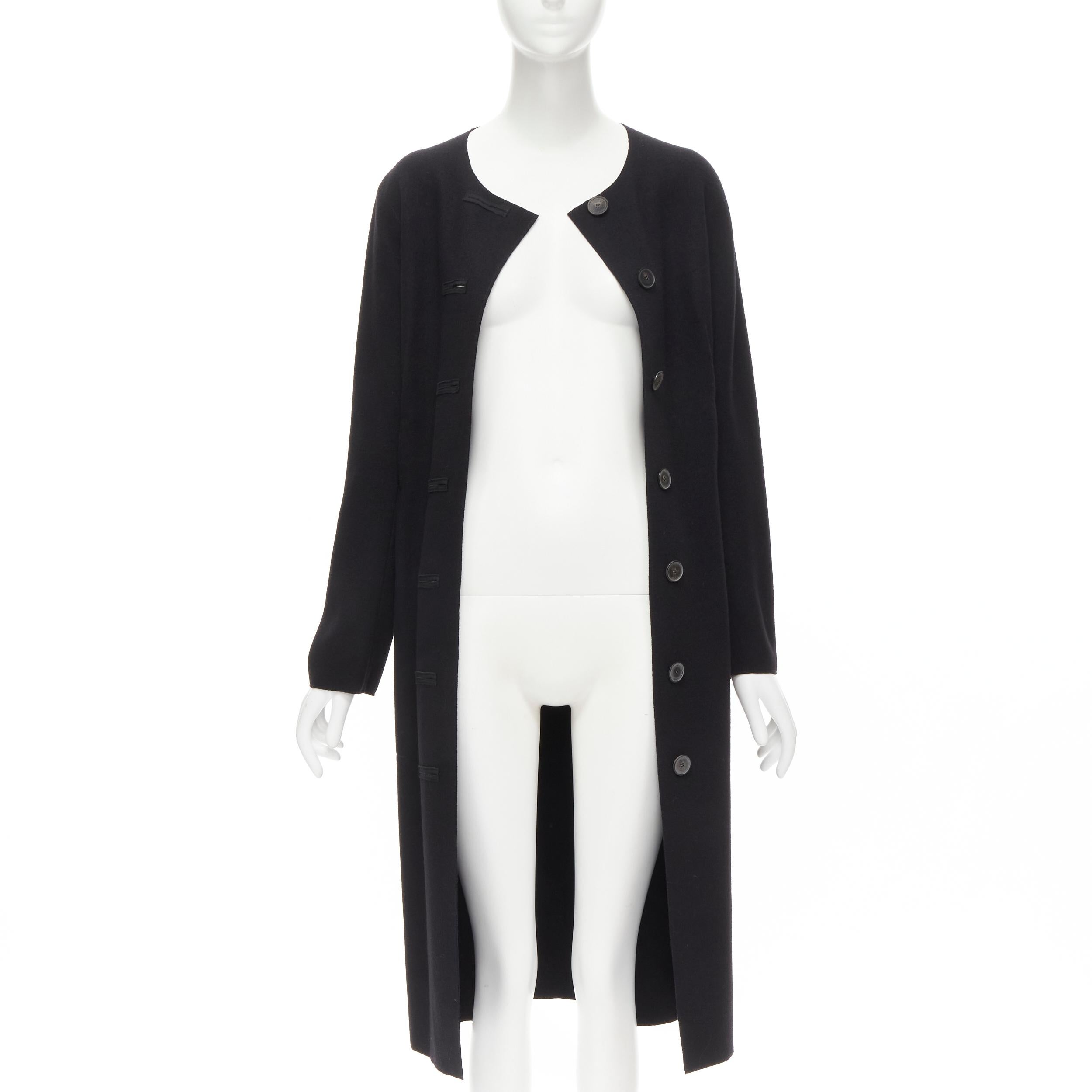 Black LANVIN Alber Elbaz 2004 black wool pinched darts button front fitted coat FR38 S For Sale