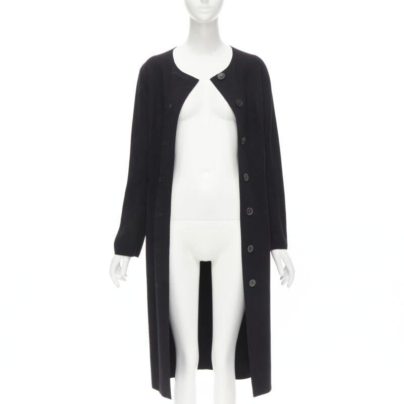 Nero LANVIN Alber Elbaz 2004 cappotto aderente in lana nera con pinces e bottoni FR38 S in vendita