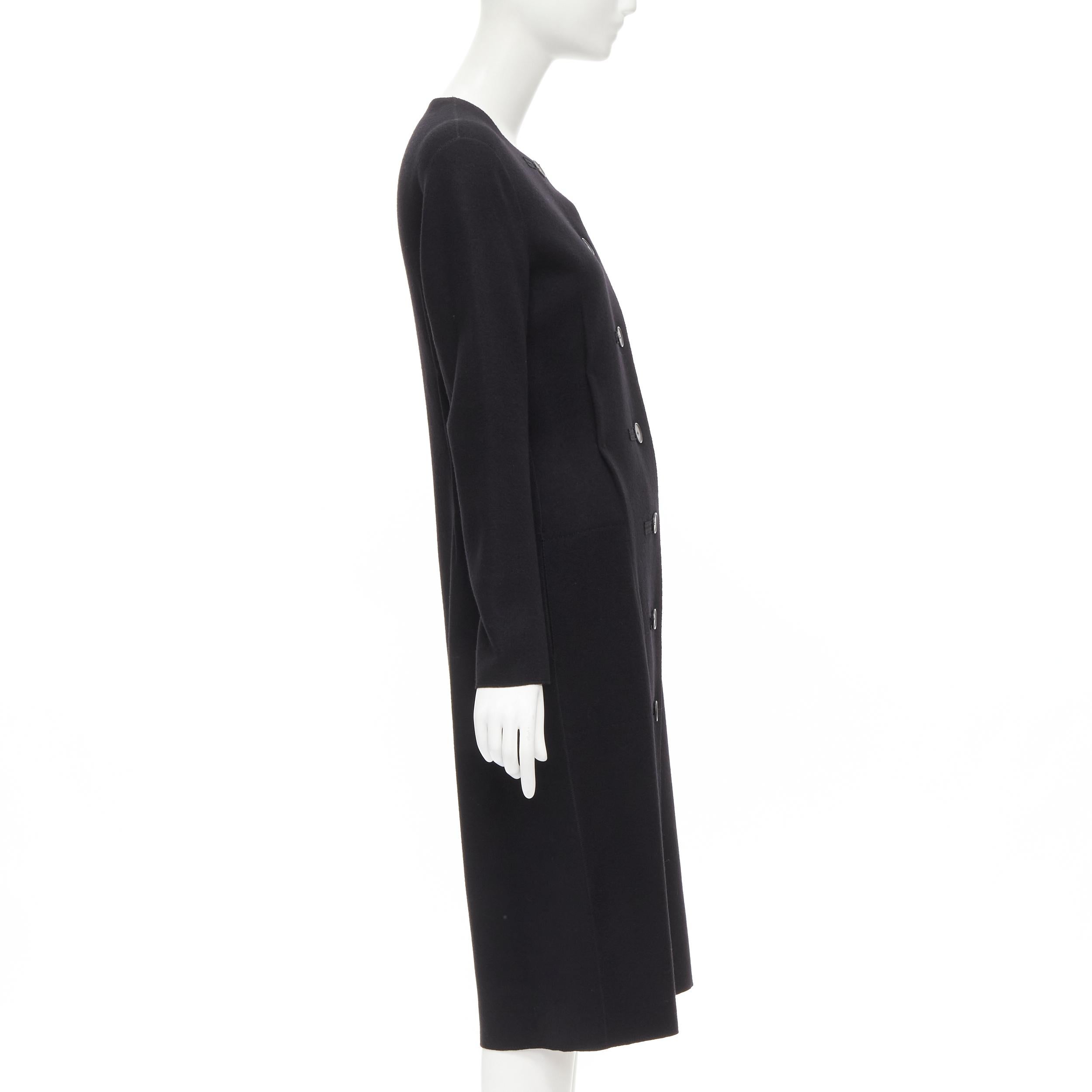 Women's LANVIN Alber Elbaz 2004 black wool pinched darts button front fitted coat FR38 S For Sale