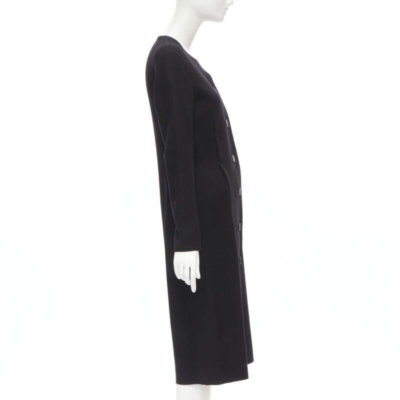Donna LANVIN Alber Elbaz 2004 cappotto aderente in lana nera con pinces e bottoni FR38 S in vendita