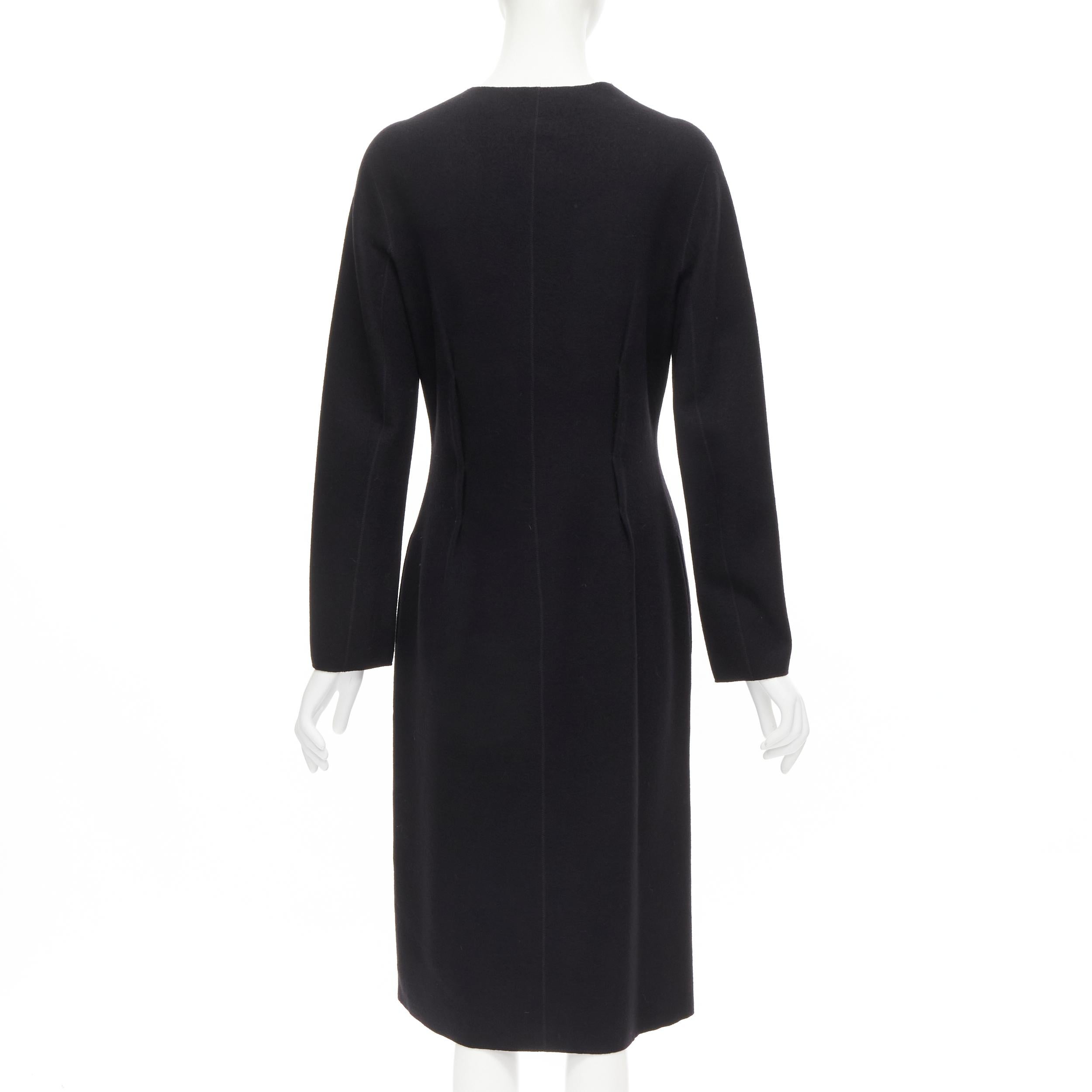 LANVIN Alber Elbaz 2004 black wool pinched darts button front fitted coat FR38 S For Sale 1
