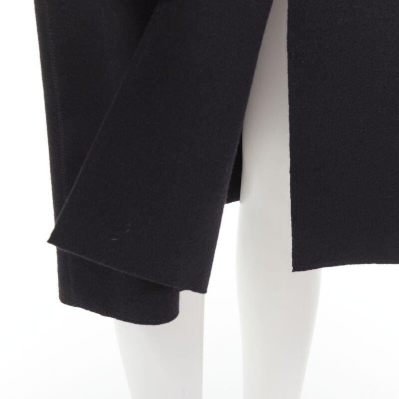 LANVIN Alber Elbaz 2004 cappotto aderente in lana nera con pinces e bottoni FR38 S in vendita 3