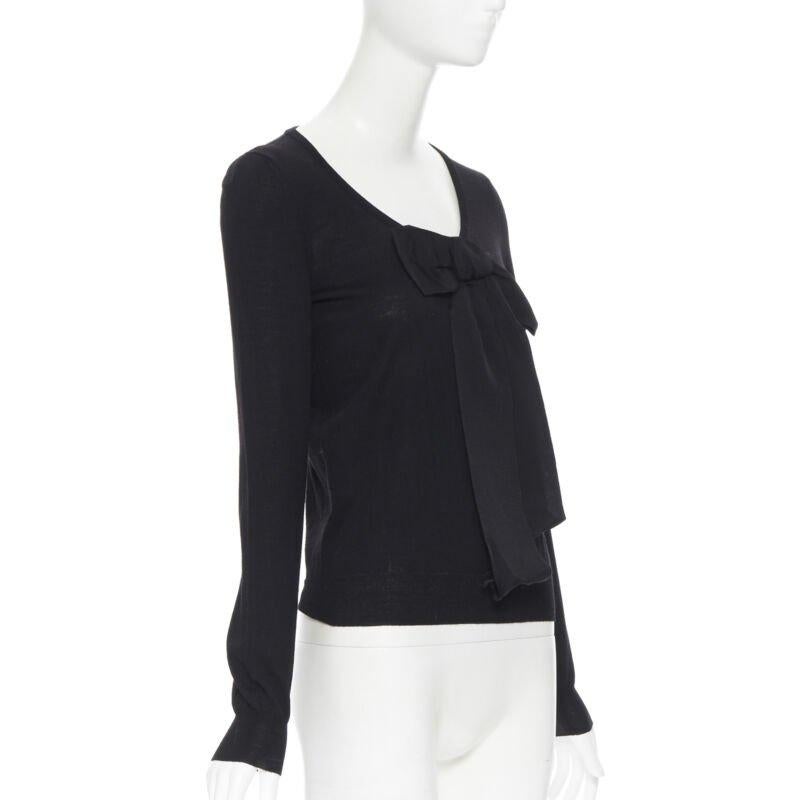 Noir LANVIN ALBER ELBAZ 2008 pull en laine polaire noir signature ruban gros grain S en vente