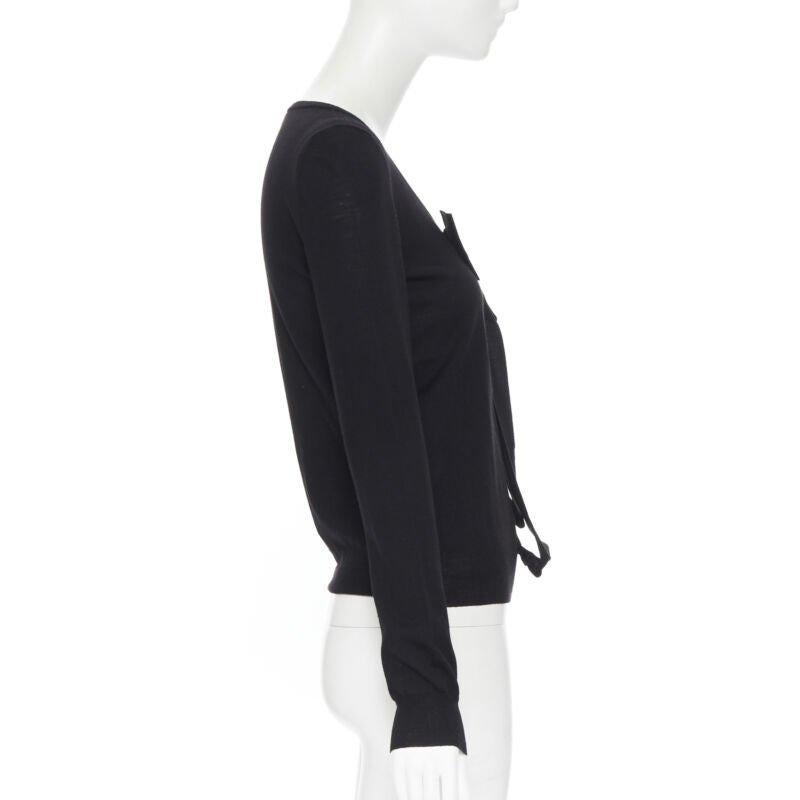 LANVIN ALBER ELBAZ 2008 pull en laine polaire noir signature ruban gros grain S Excellent état - En vente à Hong Kong, NT