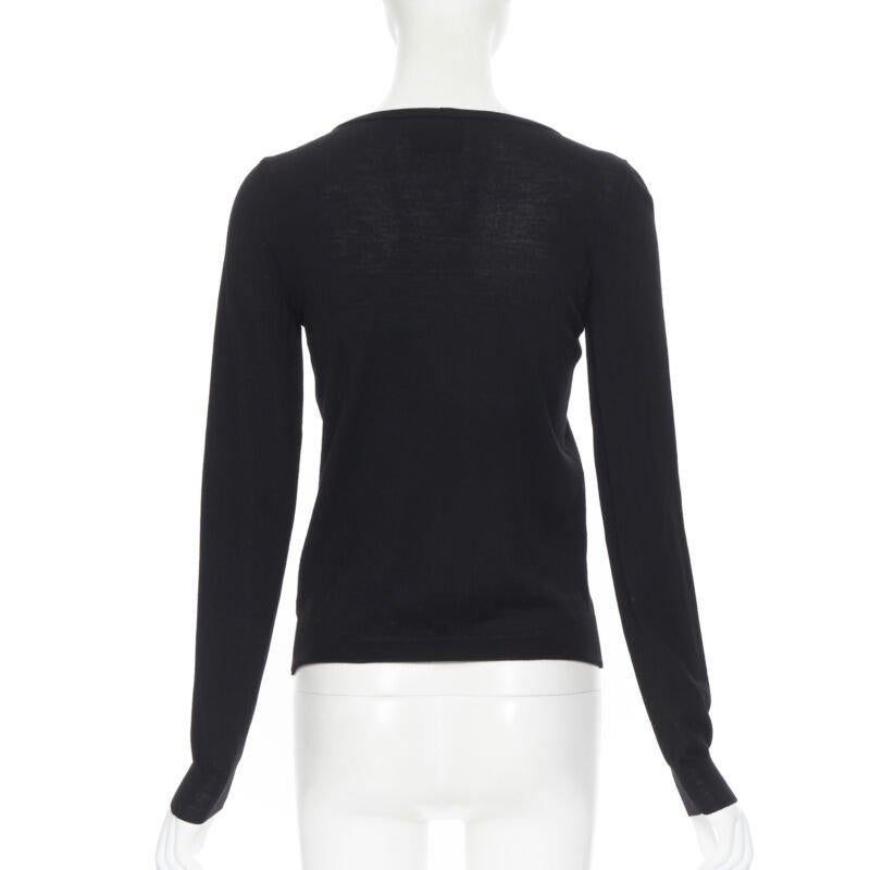 LANVIN ALBER ELBAZ 2008 pull en laine polaire noir signature ruban gros grain S Pour femmes en vente