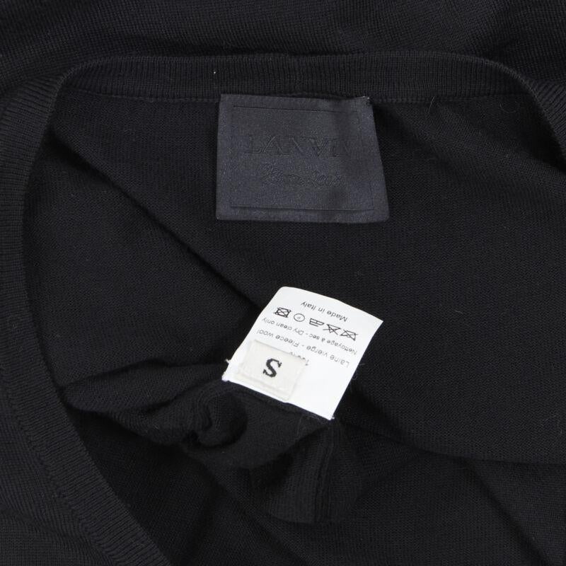 LANVIN ALBER ELBAZ 2008 pull en laine polaire noir signature ruban gros grain S en vente 3