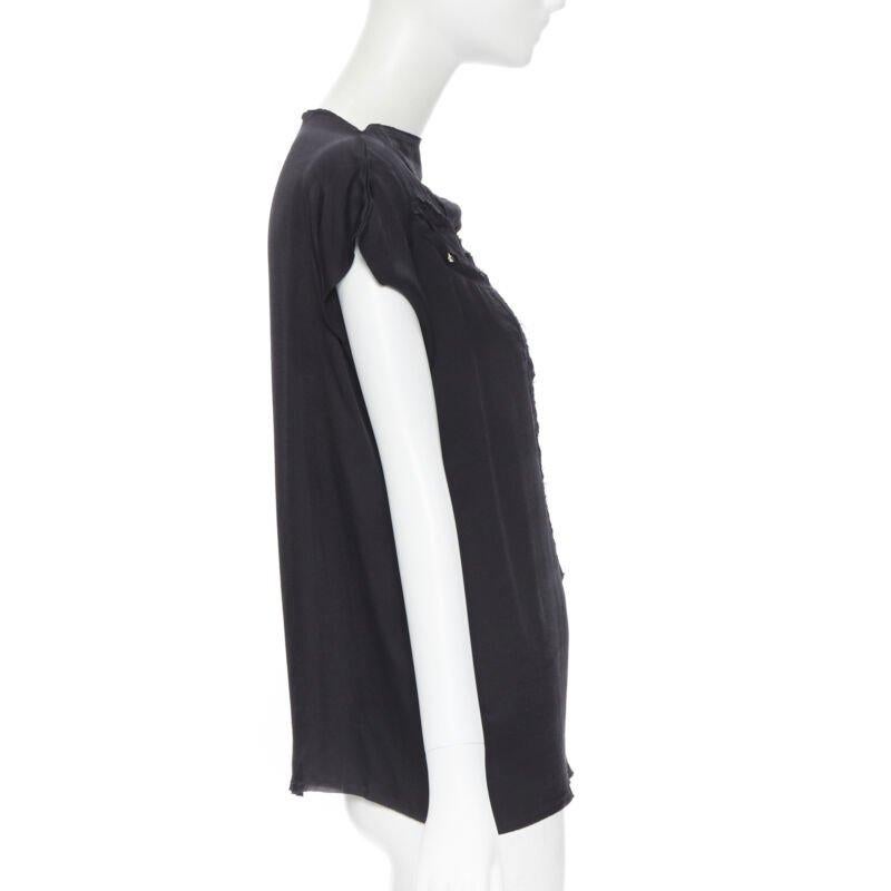LANVIN Alber Elbaz 2009 top con manica a cappuccio in seta nera e lurex oro FR36 XS In condizioni ottime in vendita a Hong Kong, NT