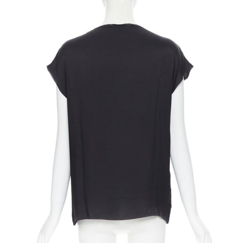 Donna LANVIN Alber Elbaz 2009 top con manica a cappuccio in seta nera e lurex oro FR36 XS in vendita