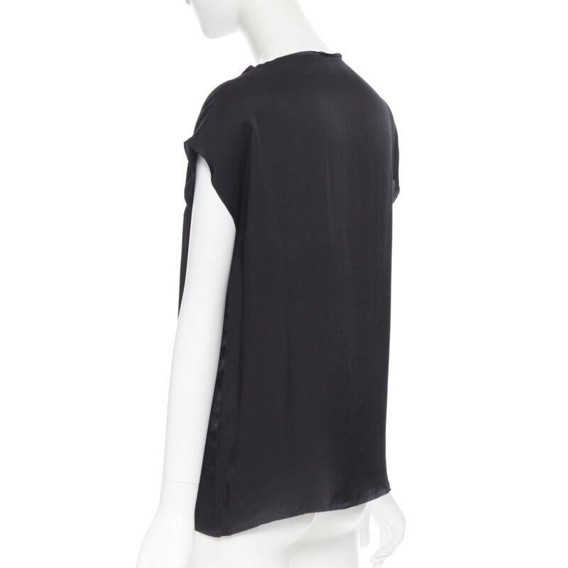 LANVIN Alber Elbaz 2009 top con manica a cappuccio in seta nera e lurex oro FR36 XS in vendita 1
