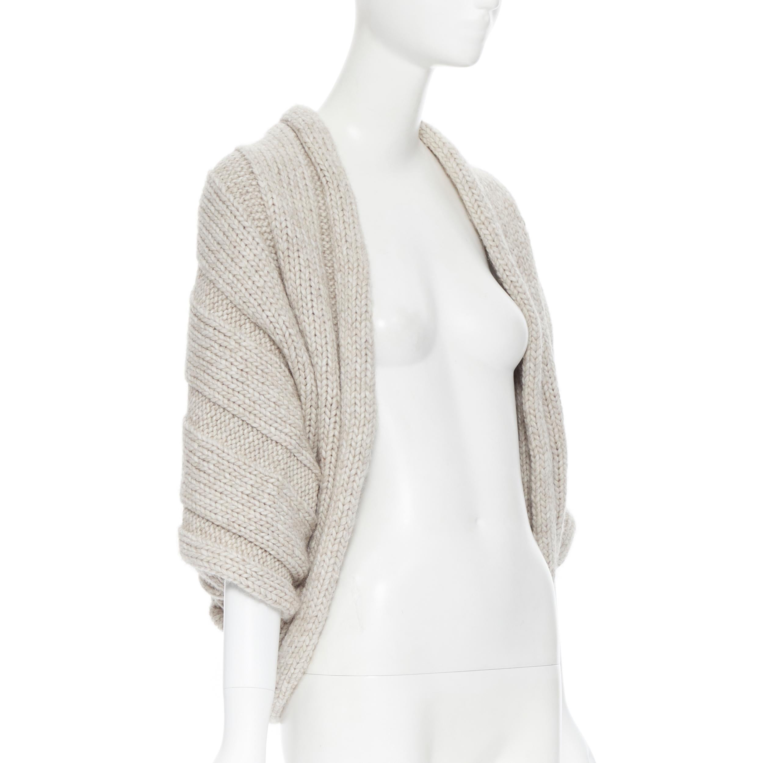 LANVIN ALBER ELBAZ 2009 fleece wool alpaca chunky knit extured shrug cardigan S In Excellent Condition In Hong Kong, NT