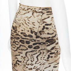 LANVIN Alber Elbaz 2010 brown leopard print pencil skirt FR36 XS