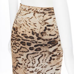LANVIN Alber Elbaz 2010 brown leopard print pencil skirt FR36 XS