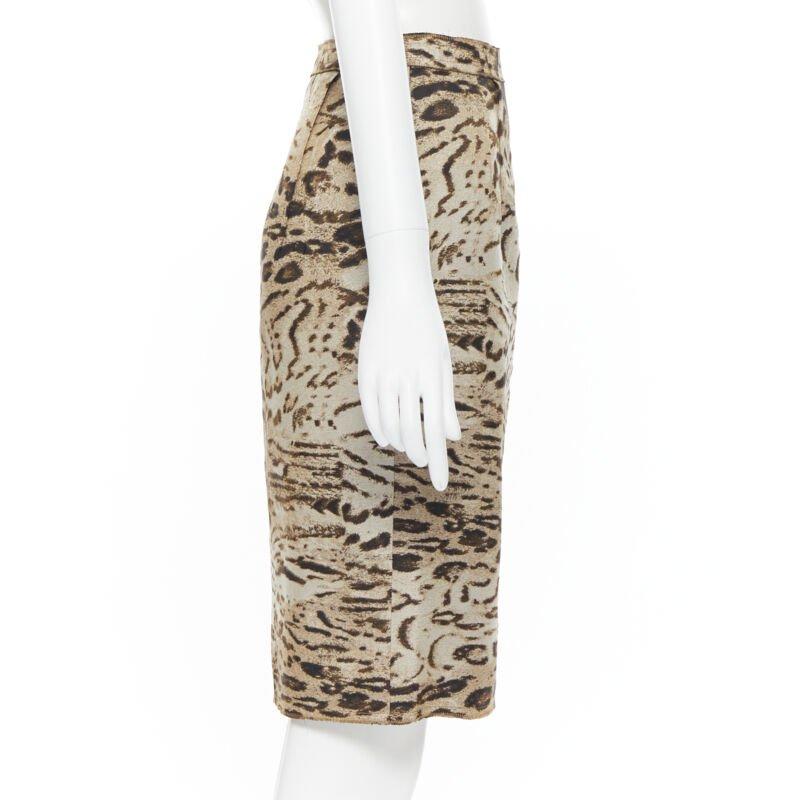 LANVIN Alber Elbaz 2010 brown leopard print pencil skirt FR36 XS In Excellent Condition For Sale In Hong Kong, NT