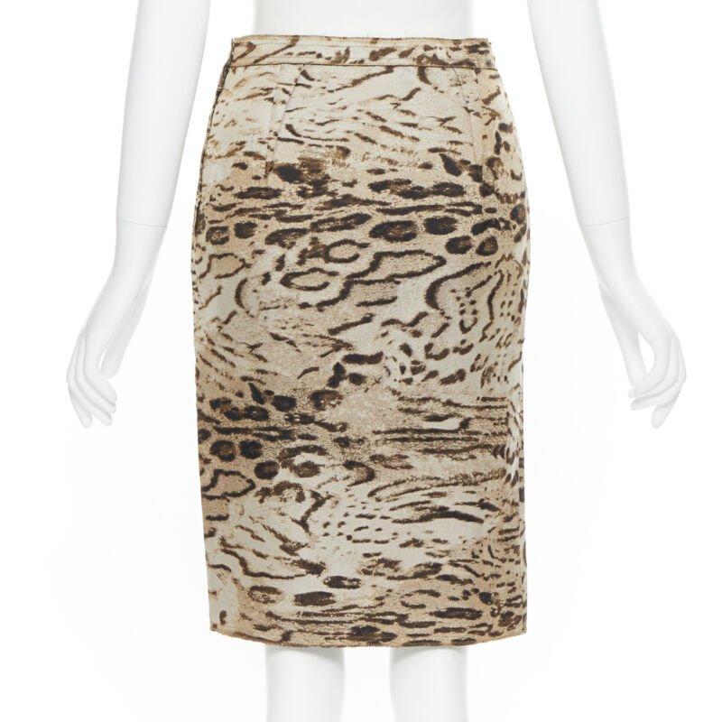 Women's LANVIN Alber Elbaz 2010 brown leopard print pencil skirt FR36 XS For Sale