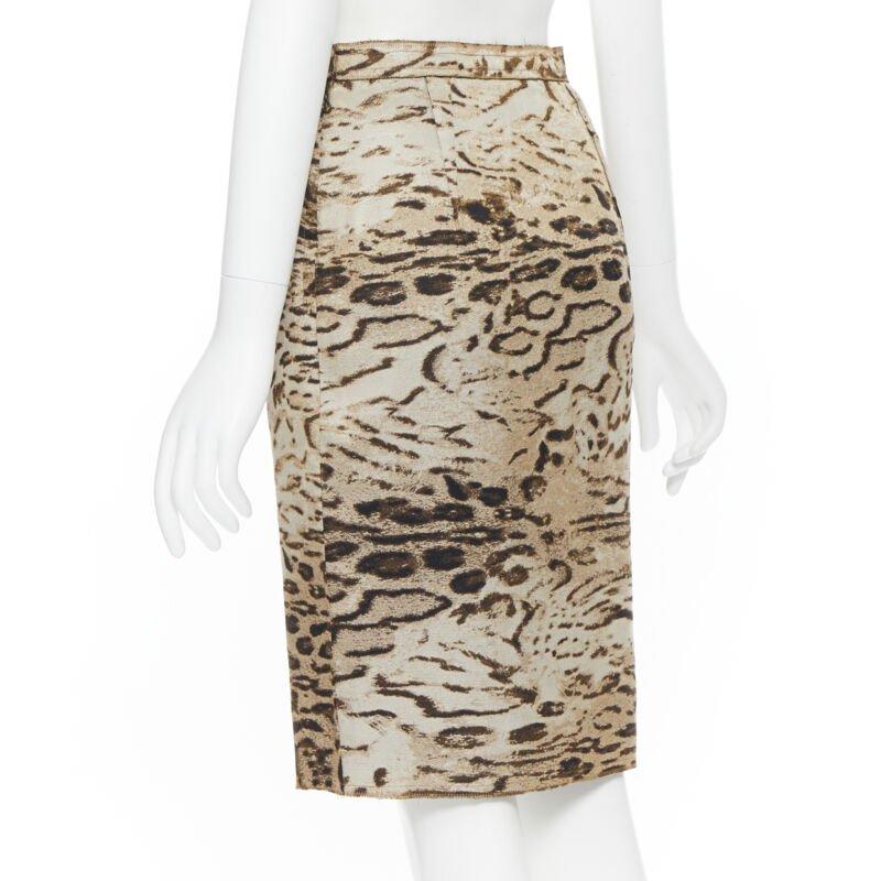 LANVIN Alber Elbaz 2010 brown leopard print pencil skirt FR36 XS For Sale 1
