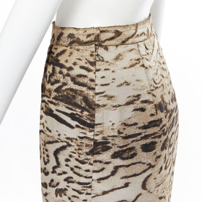 LANVIN Alber Elbaz 2010 brown leopard print pencil skirt FR36 XS For Sale 2