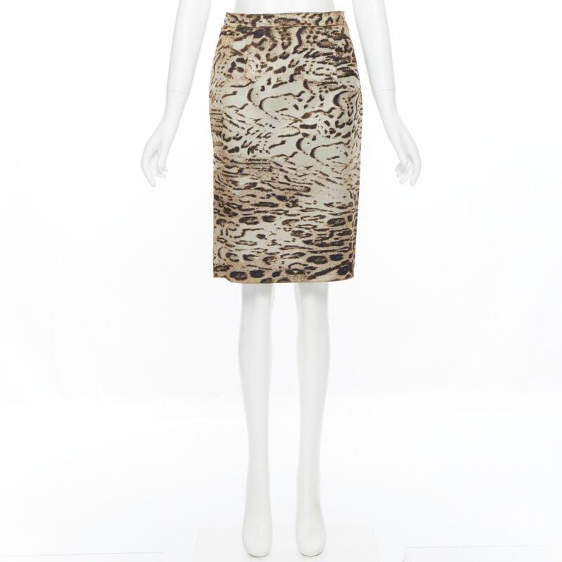 LANVIN Alber Elbaz 2010 brown leopard print pencil skirt FR36 XS For Sale 4