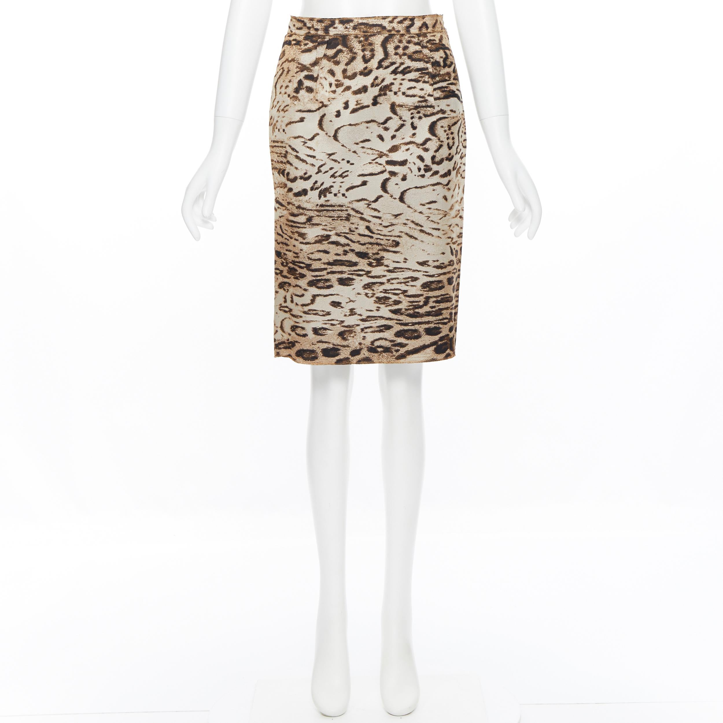 LANVIN Alber Elbaz 2010 brown leopard print pencil skirt FR36 XS For Sale 1
