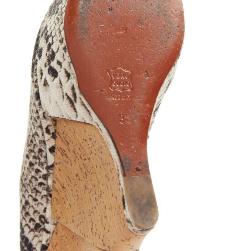 LANVIN ALBER ELBAZ escarpins à talons de cheville à talons compensés en cuir imprimé avec rubans, taille EU 38, 2011 en vente 4